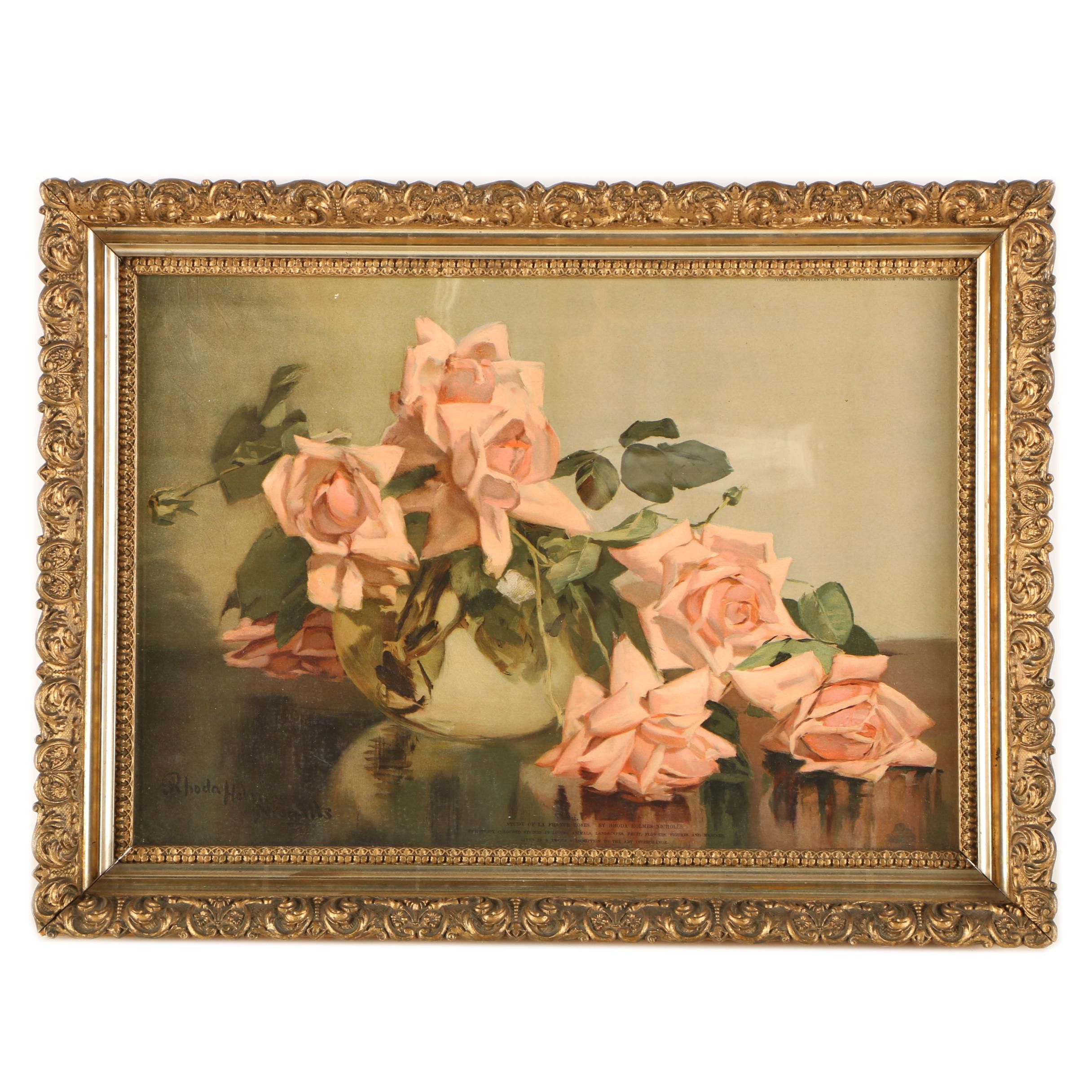 Giclee After Rhoda Holmes Nicholls "'La France' Roses"