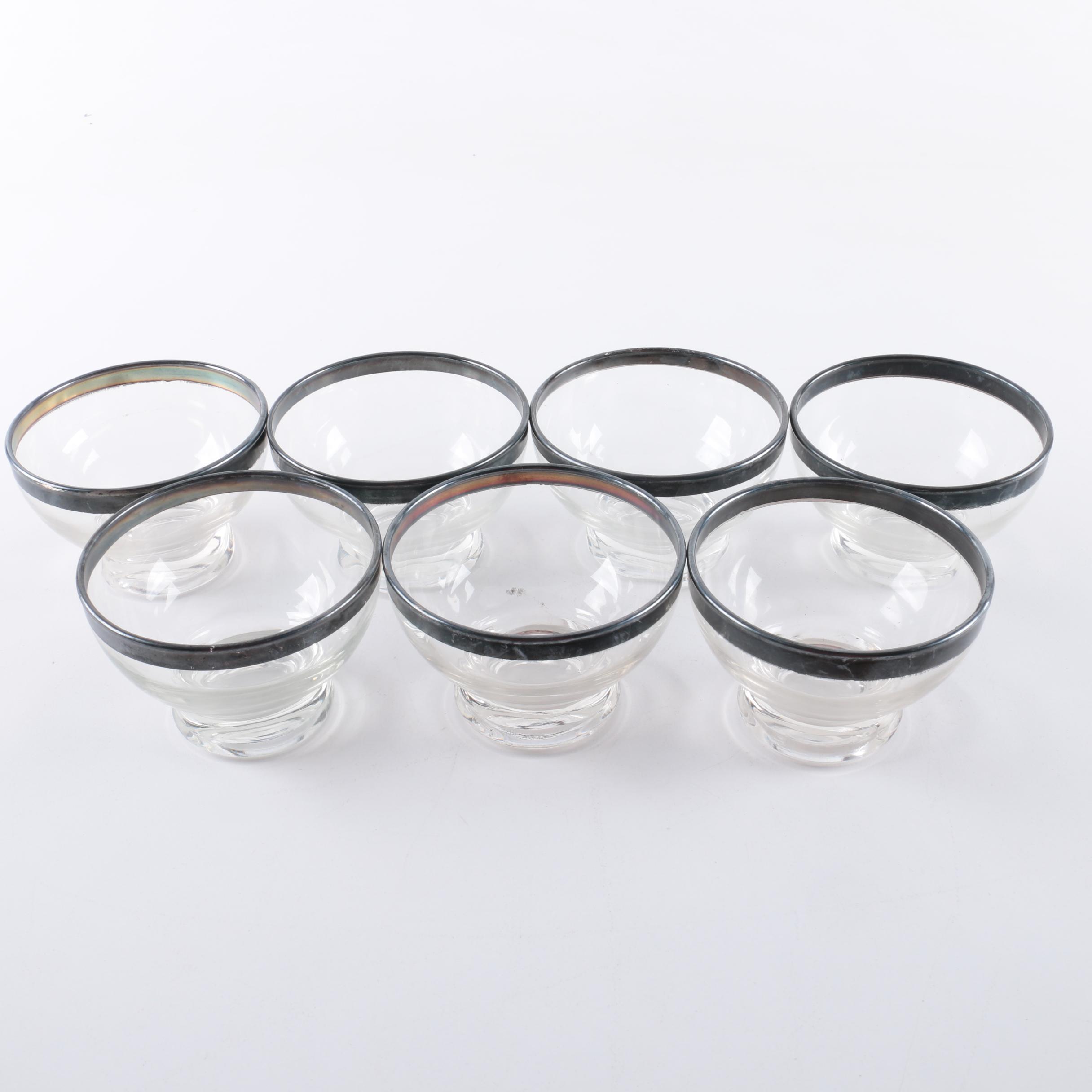 Vintage Dorothy Thorpe Style Silver Rimmed Glass Bowls