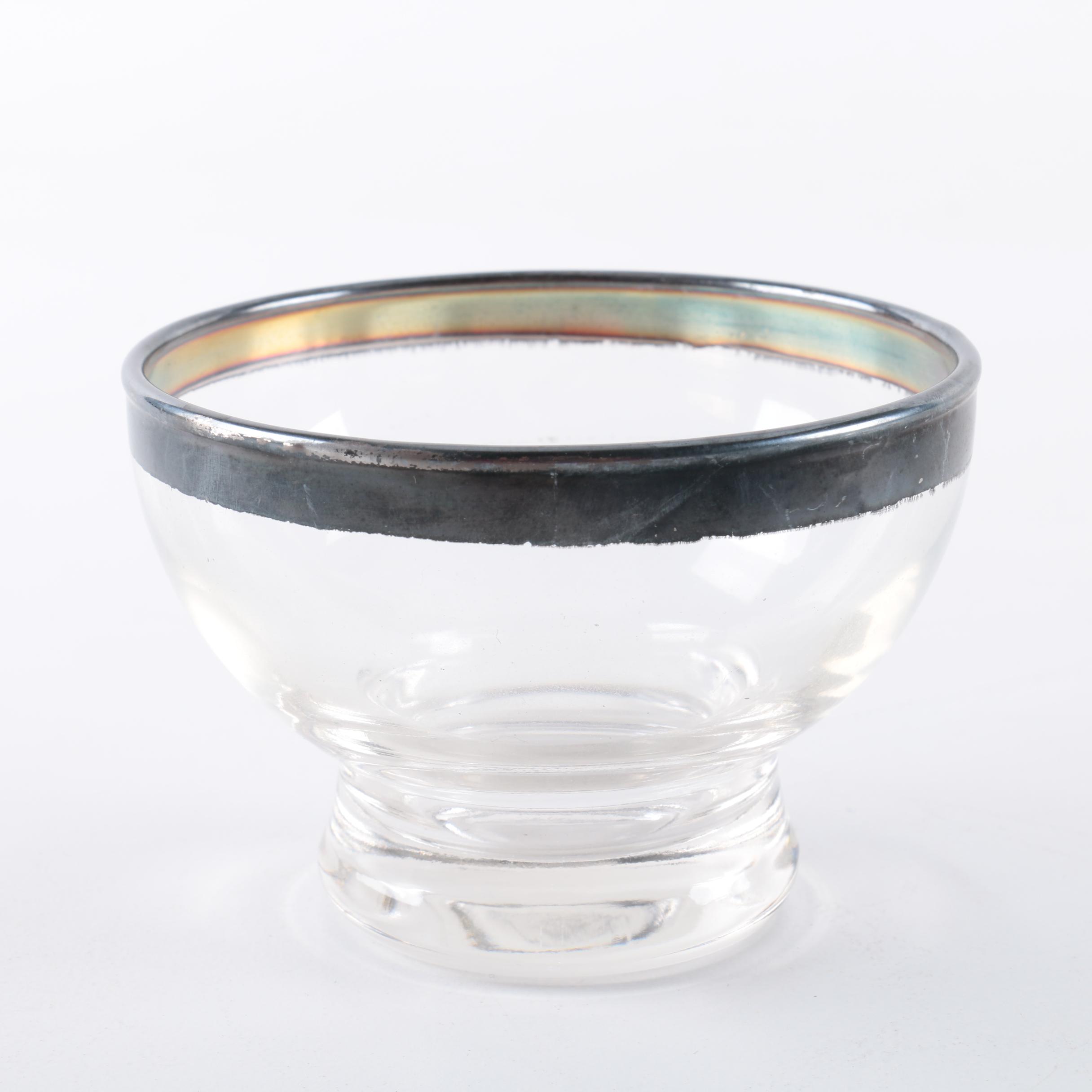 Vintage Dorothy Thorpe Style Silver Rimmed Glass Bowls