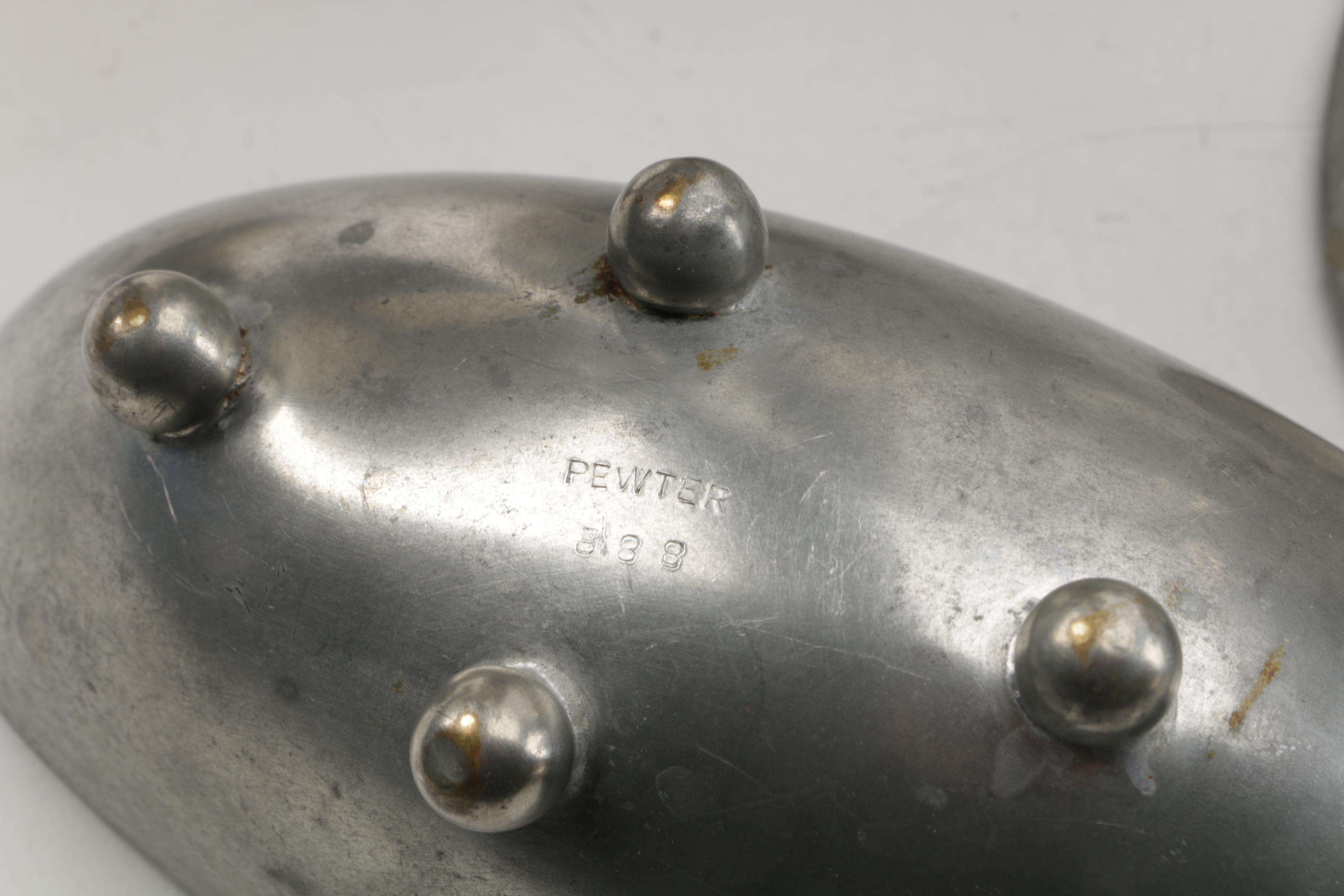 Large Assortment of Pewter Serveware Featuring Crescent Pewter