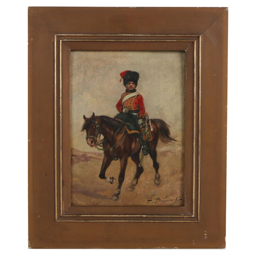 Alfred Dumont Oil Painting of a Soldier on Horseback