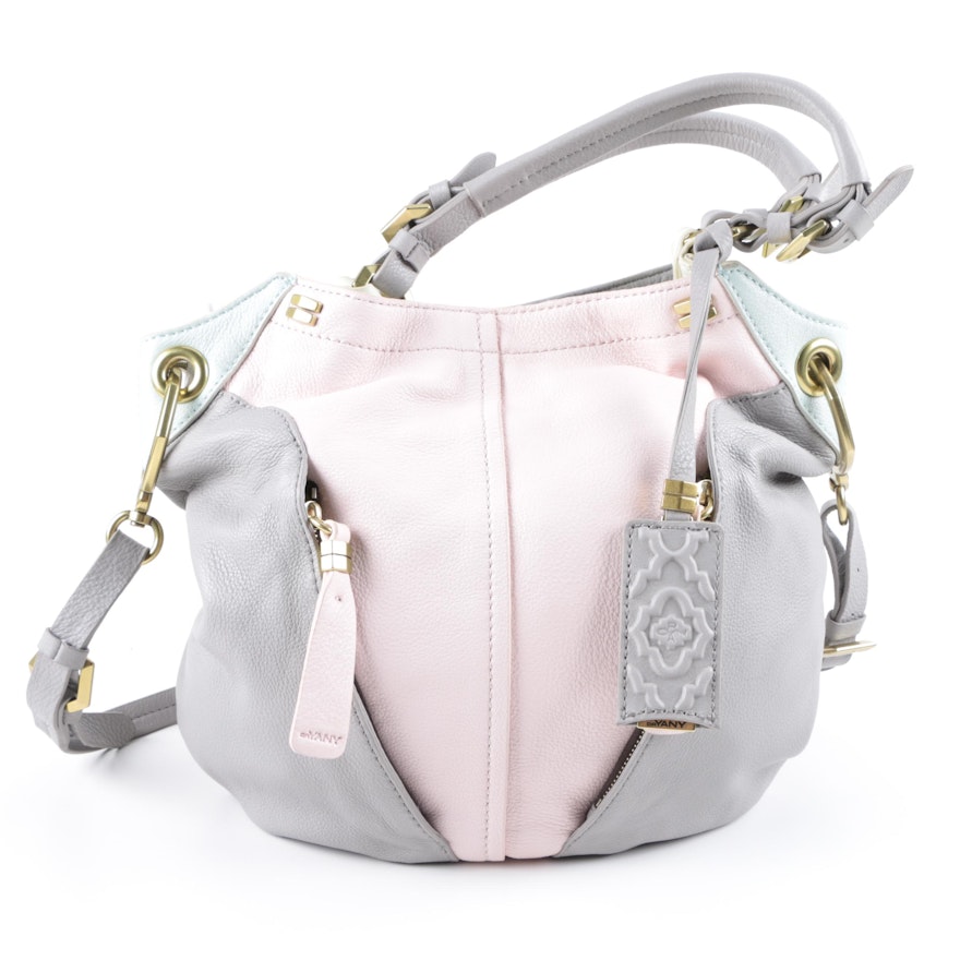Oryany Gray and Pink Leather Convertible Handbag