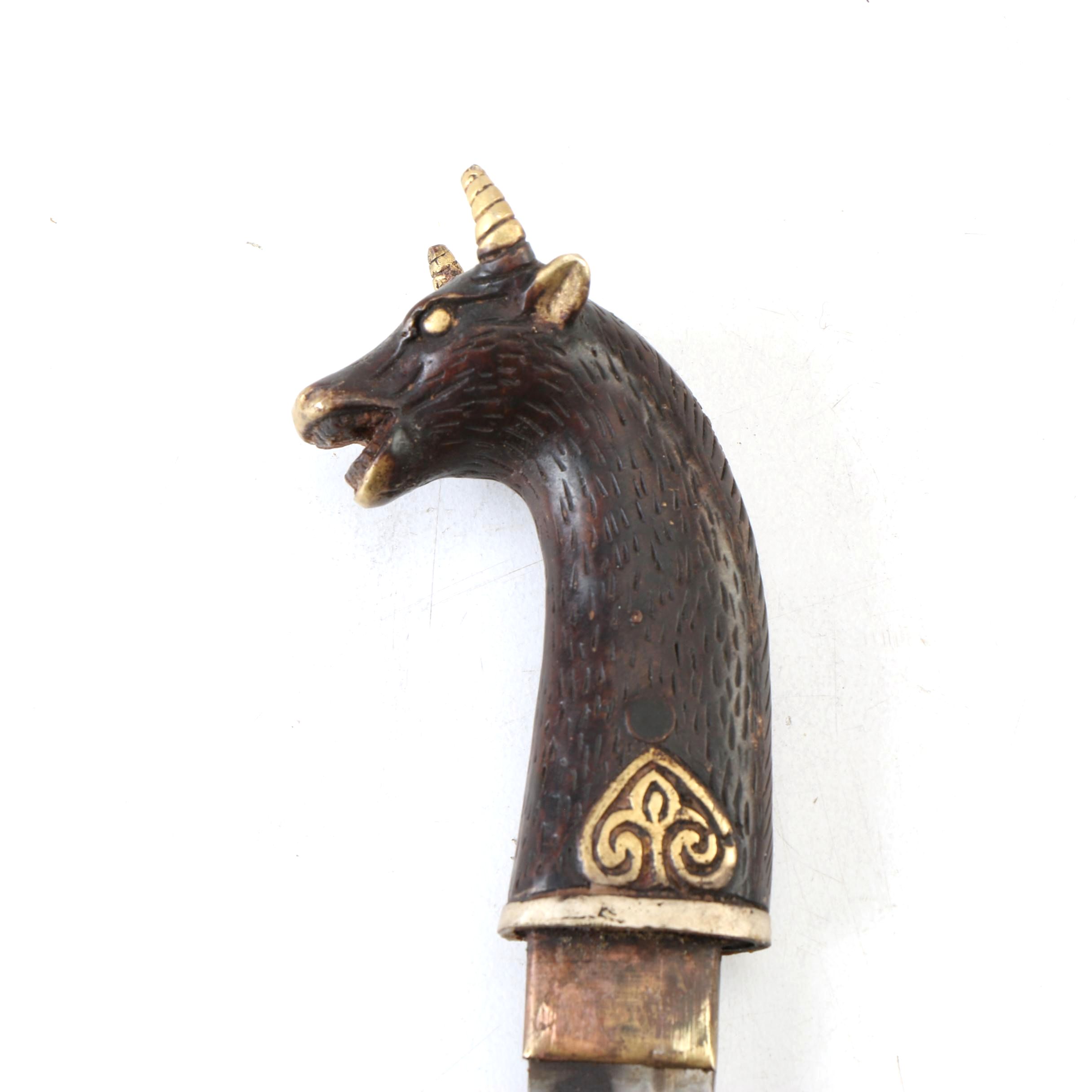 Bull Handle Fixed Blade Hunting Knife With Scabbard