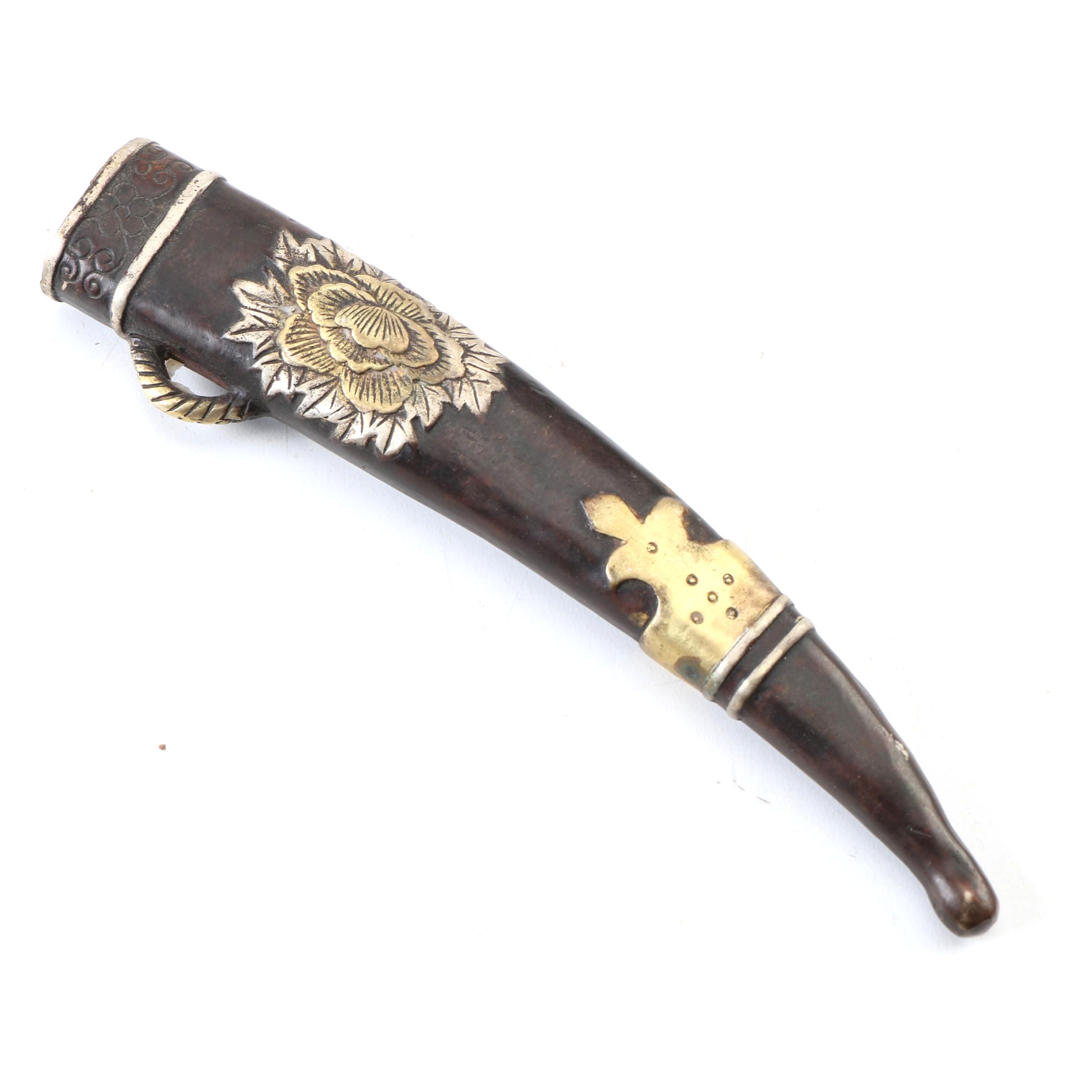 Bull Handle Fixed Blade Hunting Knife With Scabbard