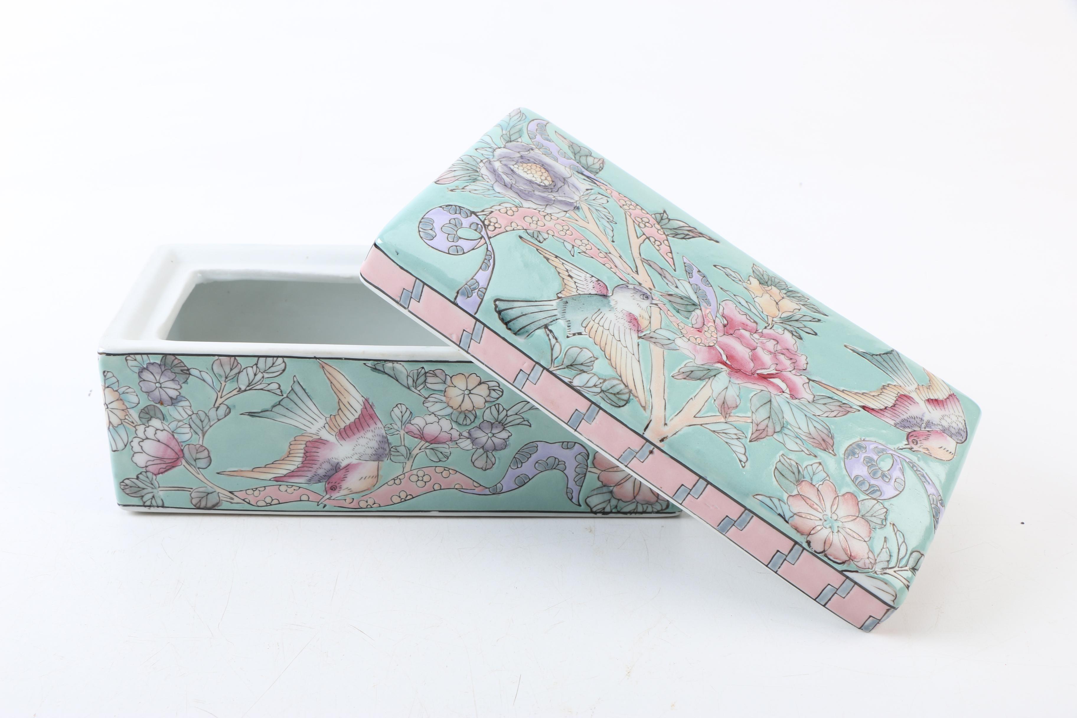 Vintage Chinese Enameled Ceramic Boxes