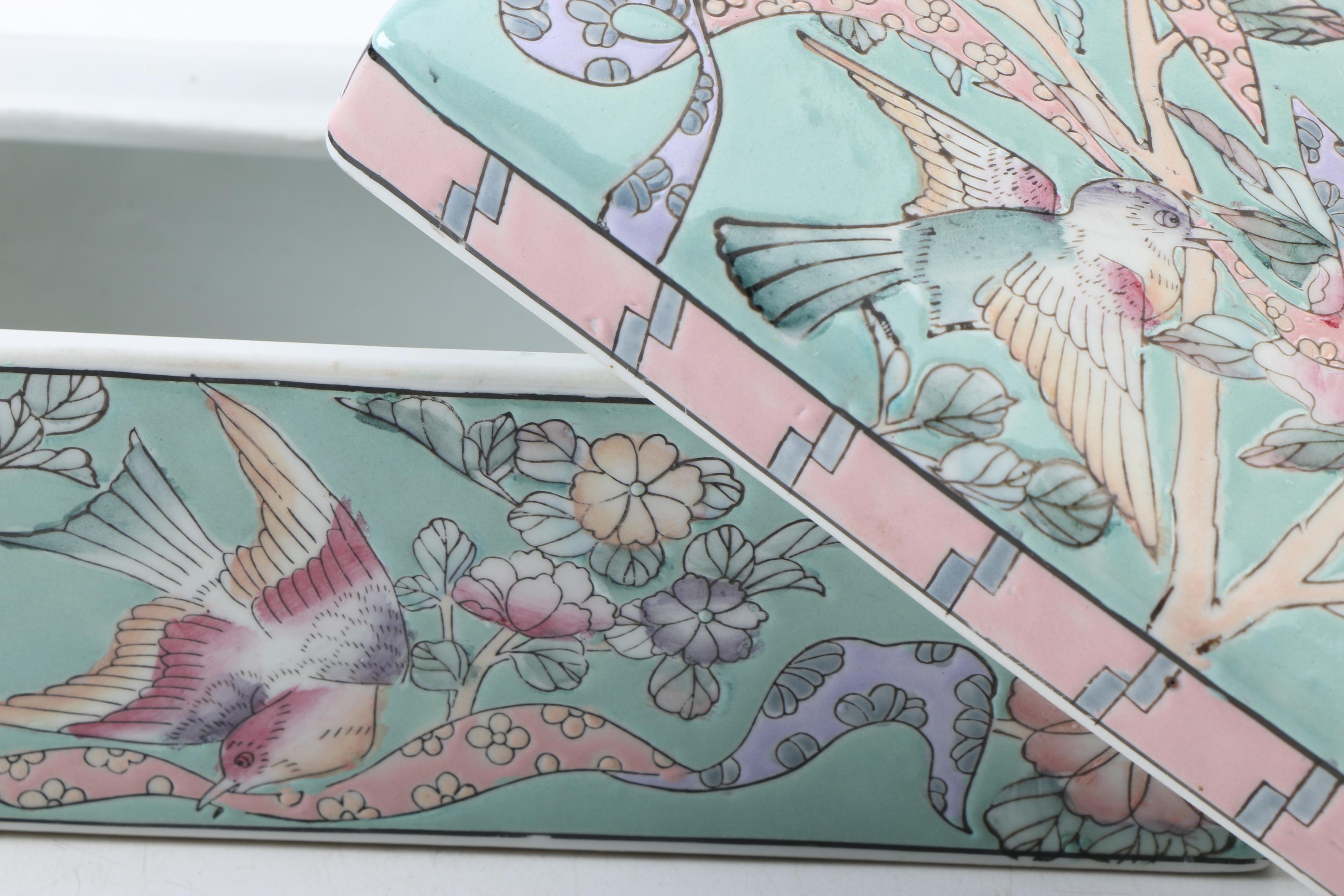 Vintage Chinese Enameled Ceramic Boxes