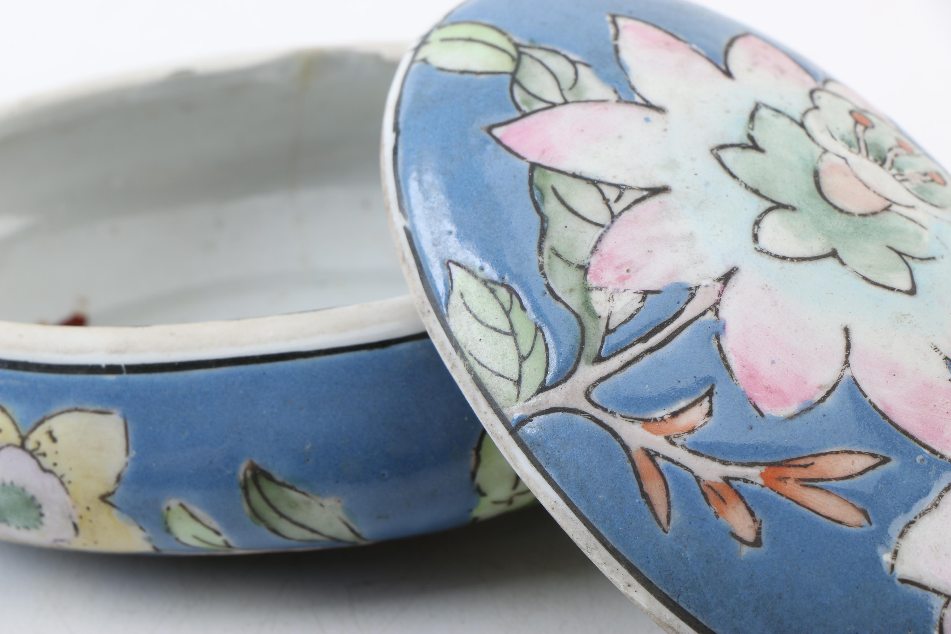 Vintage Chinese Enameled Ceramic Boxes