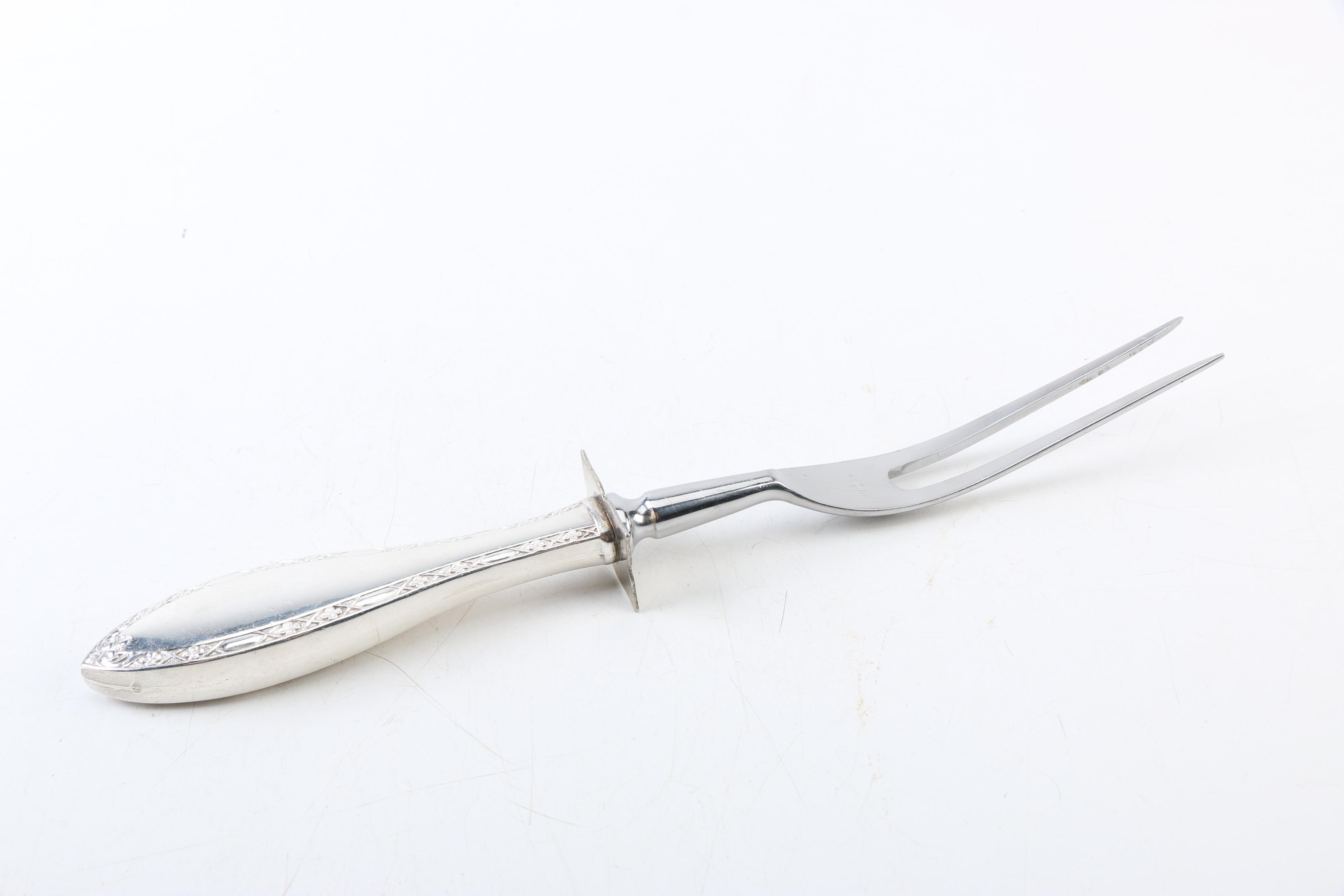 Gorham "Chantilly" Sterling Silver Slotted Spoon and Sterling Handled Fork