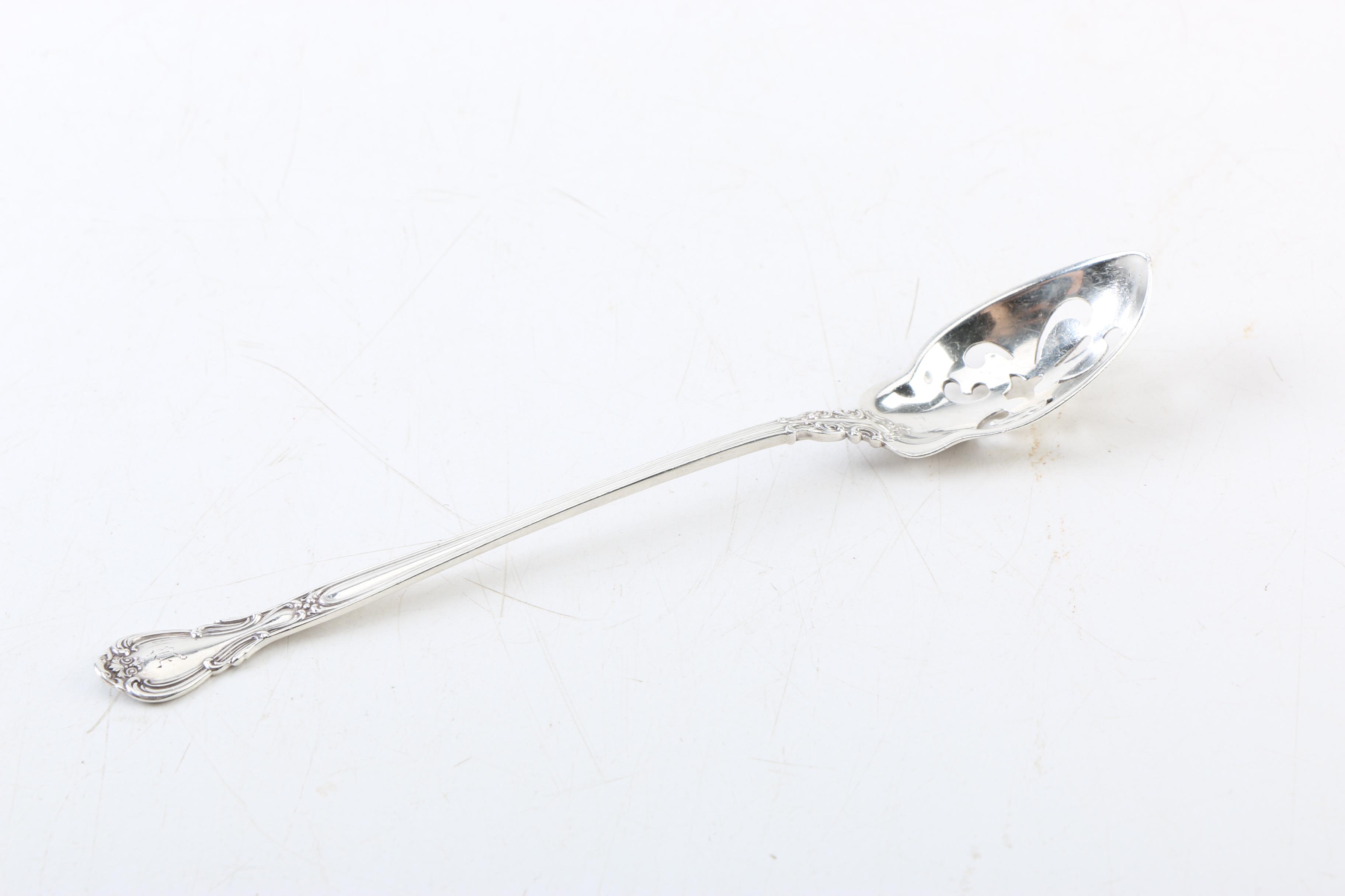 Gorham "Chantilly" Sterling Silver Slotted Spoon and Sterling Handled Fork
