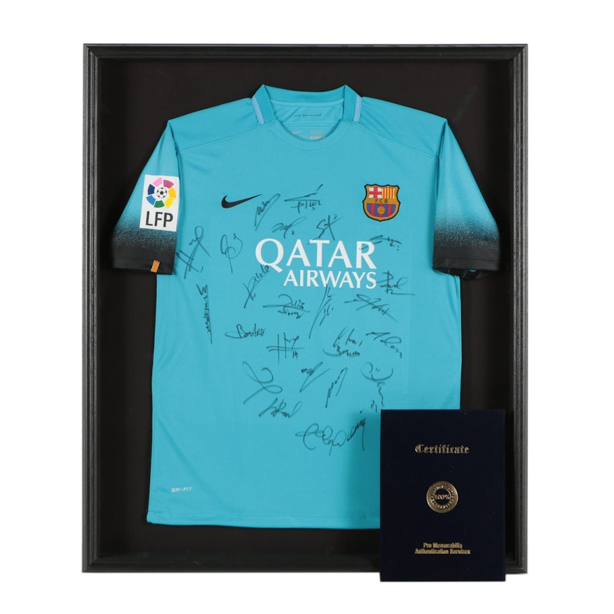 Team Signed FC Barcelona Jersey Featuring Lionel Messi and Sergi Roberto