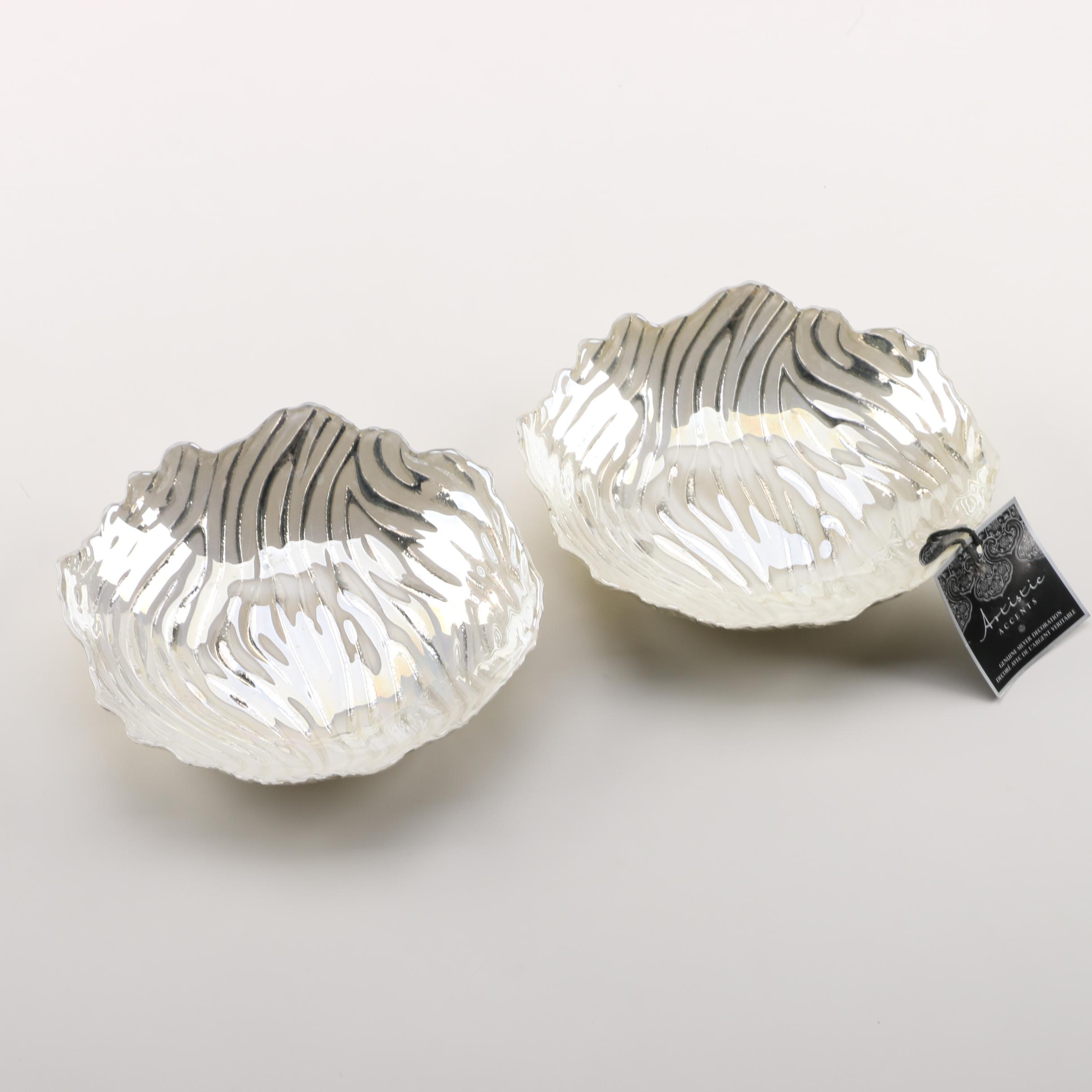 Turkish Artistic Accents Silver Decorated Glass Bowls