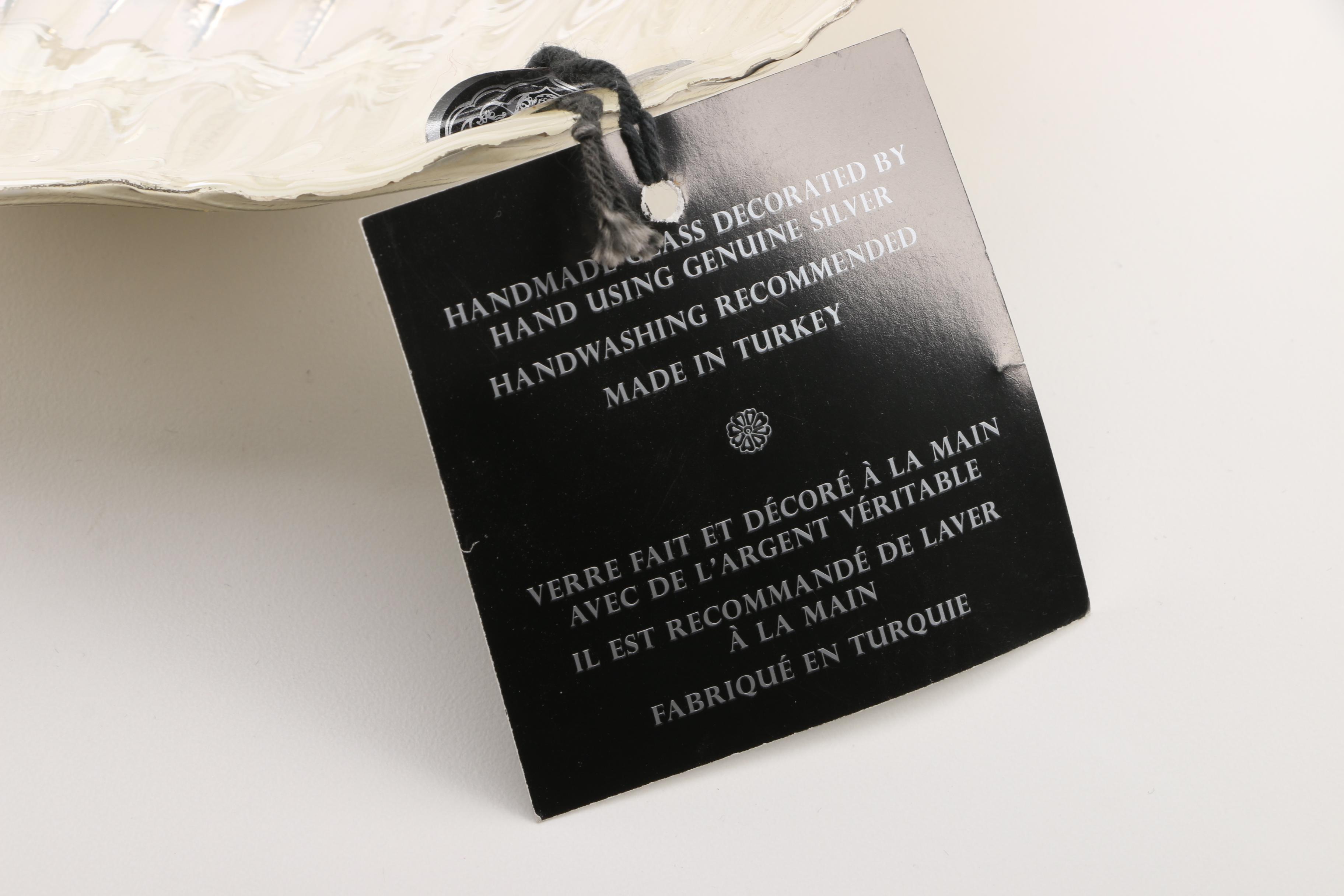 Turkish Artistic Accents Silver Decorated Glass Bowls