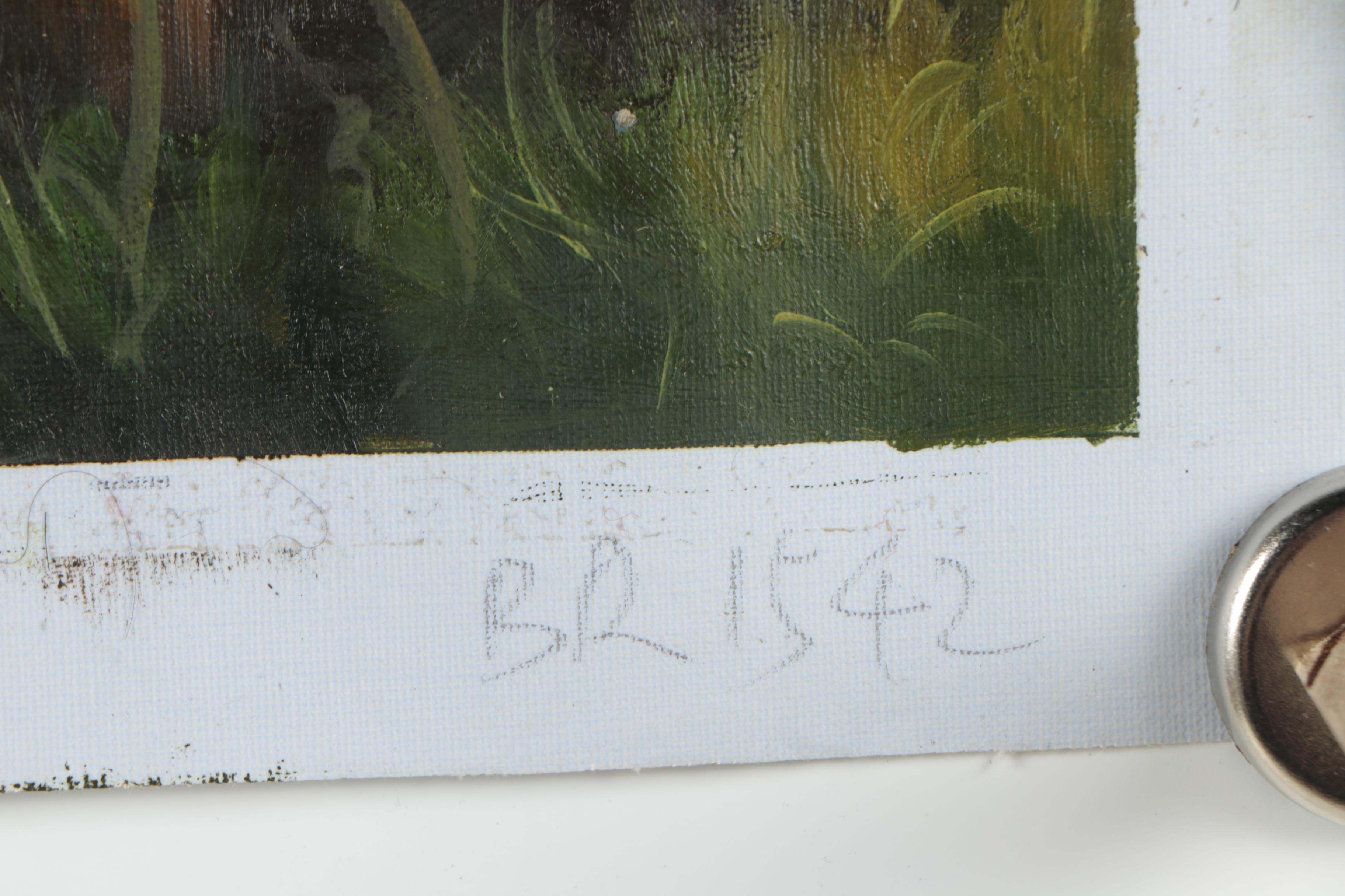 Oil on Canvas Painting of Pastoral Landscape with Sheep