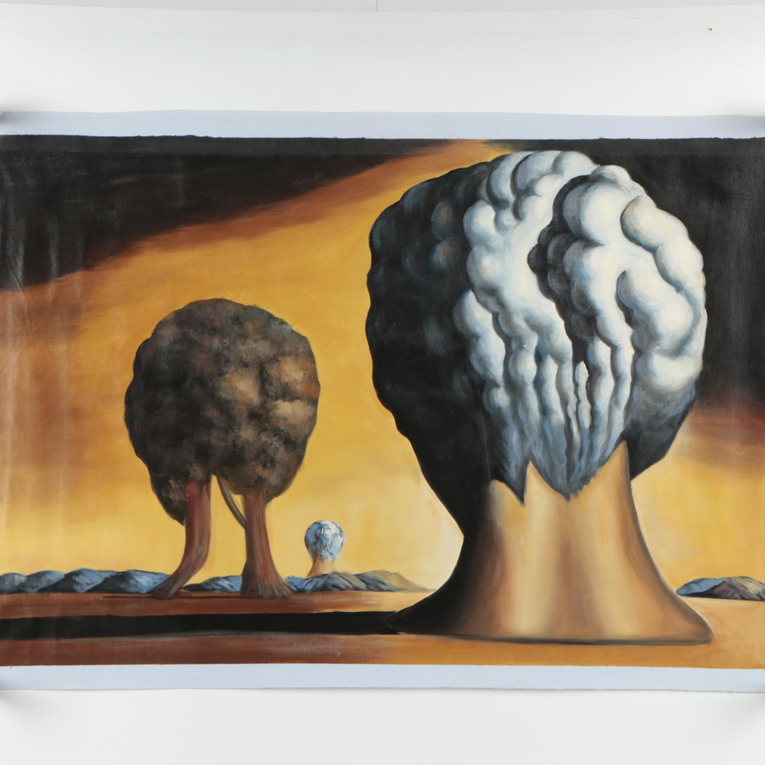 Oil Copy Painting After Salvador Dali "Three Sphinxes of Bikini"