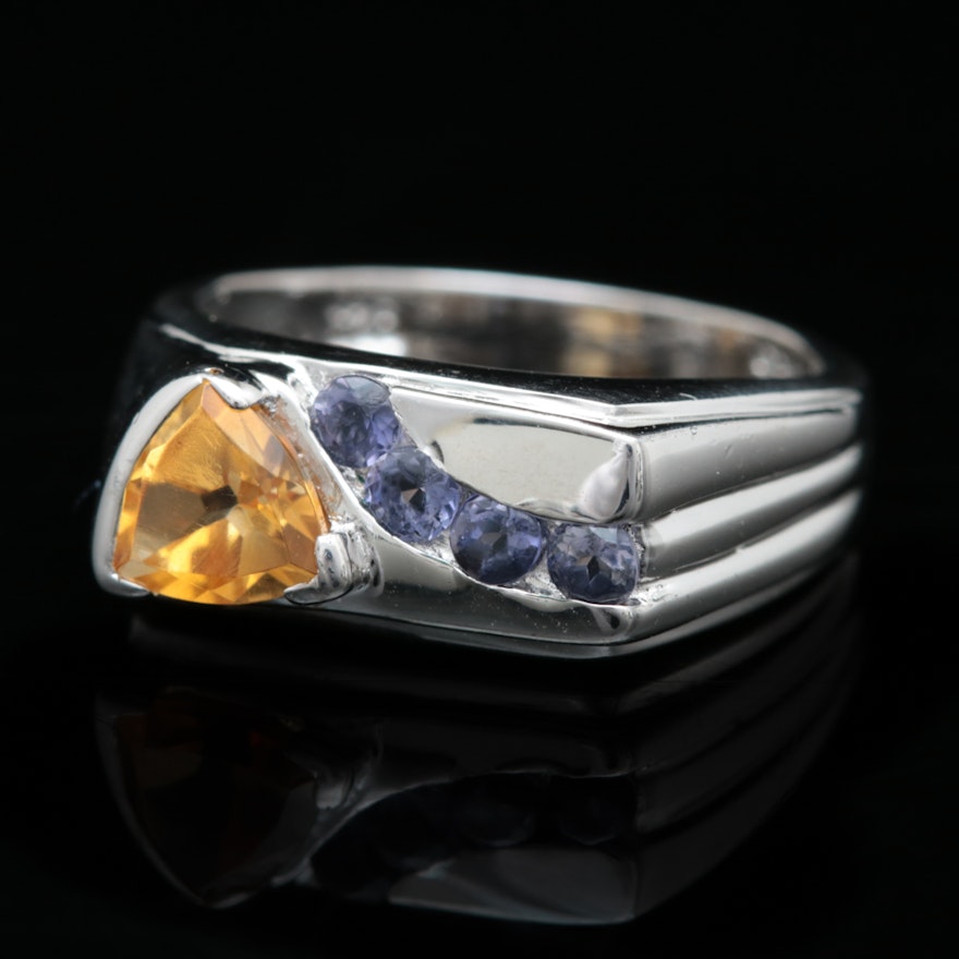 Sterling Silver, Citrine and Iolite Ring