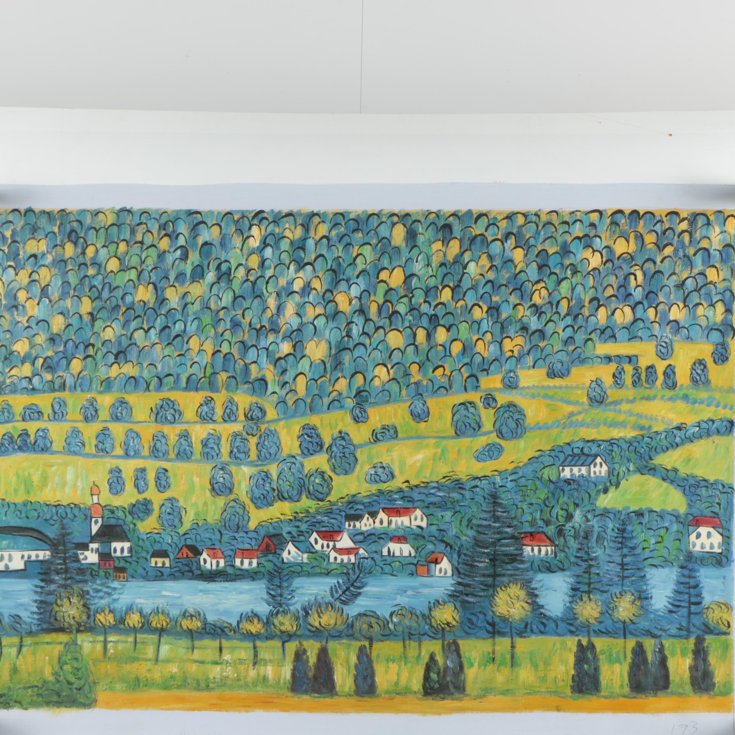 Oil Copy Painting after Gustav Klimt "Unterach am Attersee"