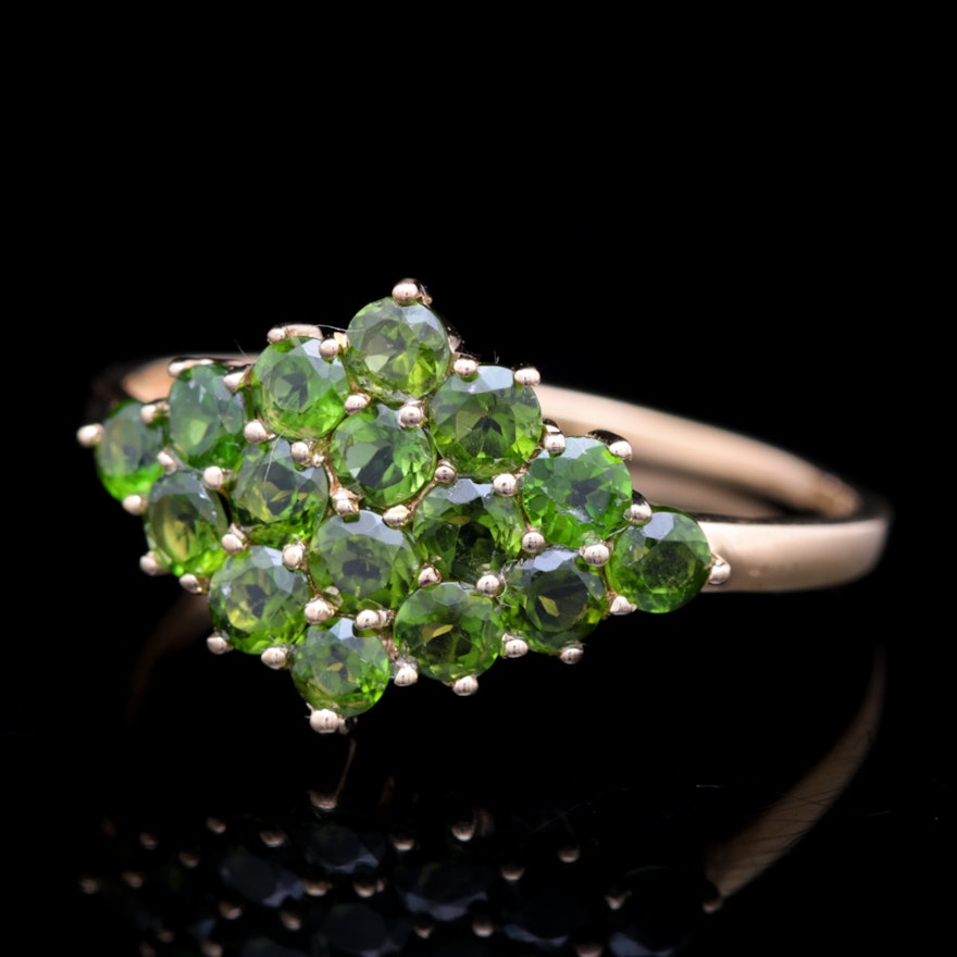 Gold Wash on Sterling Silver and Chrome Diopside Ring