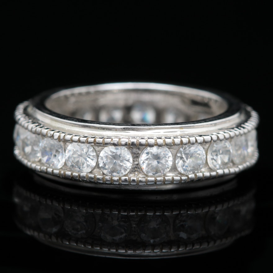 Sterling Silver and White Zircon Eternity Band