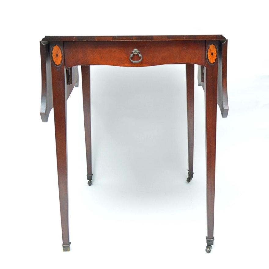 Neoclassic Style Mahogany Dropleaf Side Table