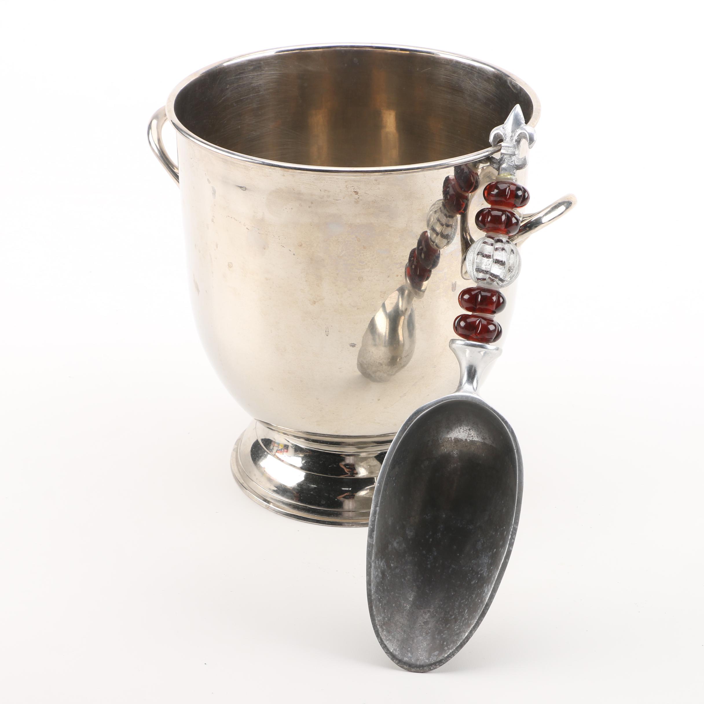 Metal Ice Bucket with an Ice Scoop