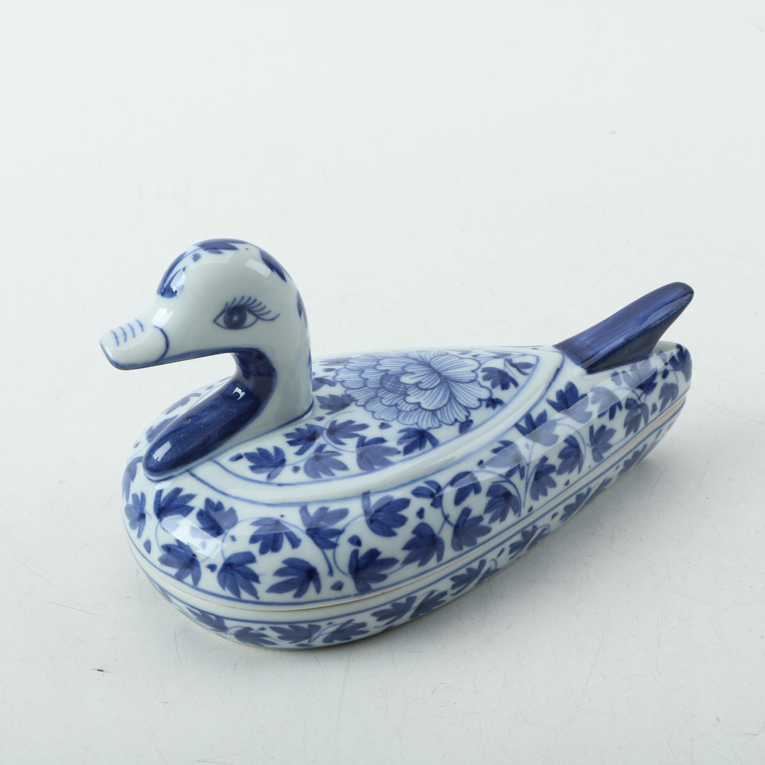 Decorative Blue on White Porcelain Pieces