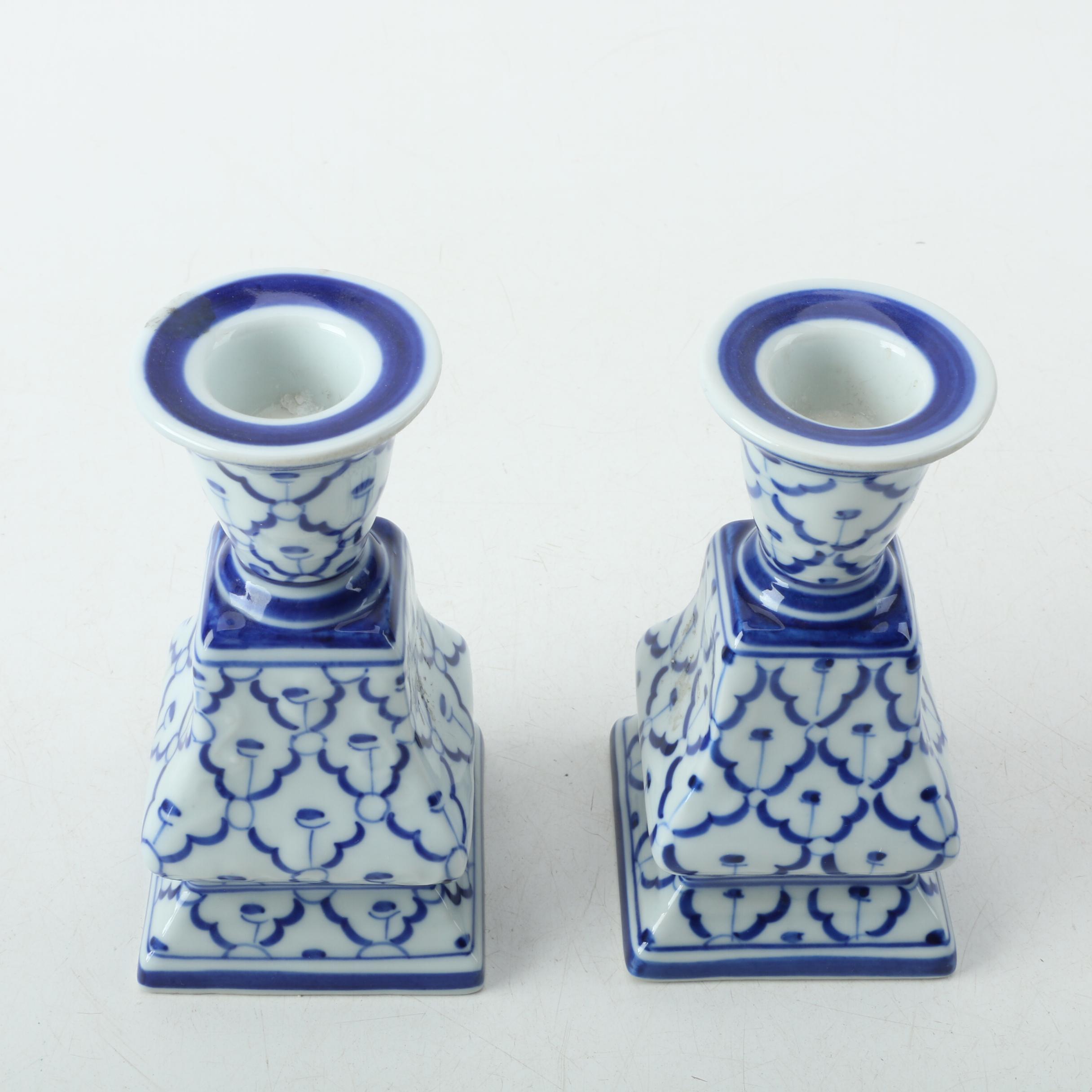 Decorative Blue on White Porcelain Pieces
