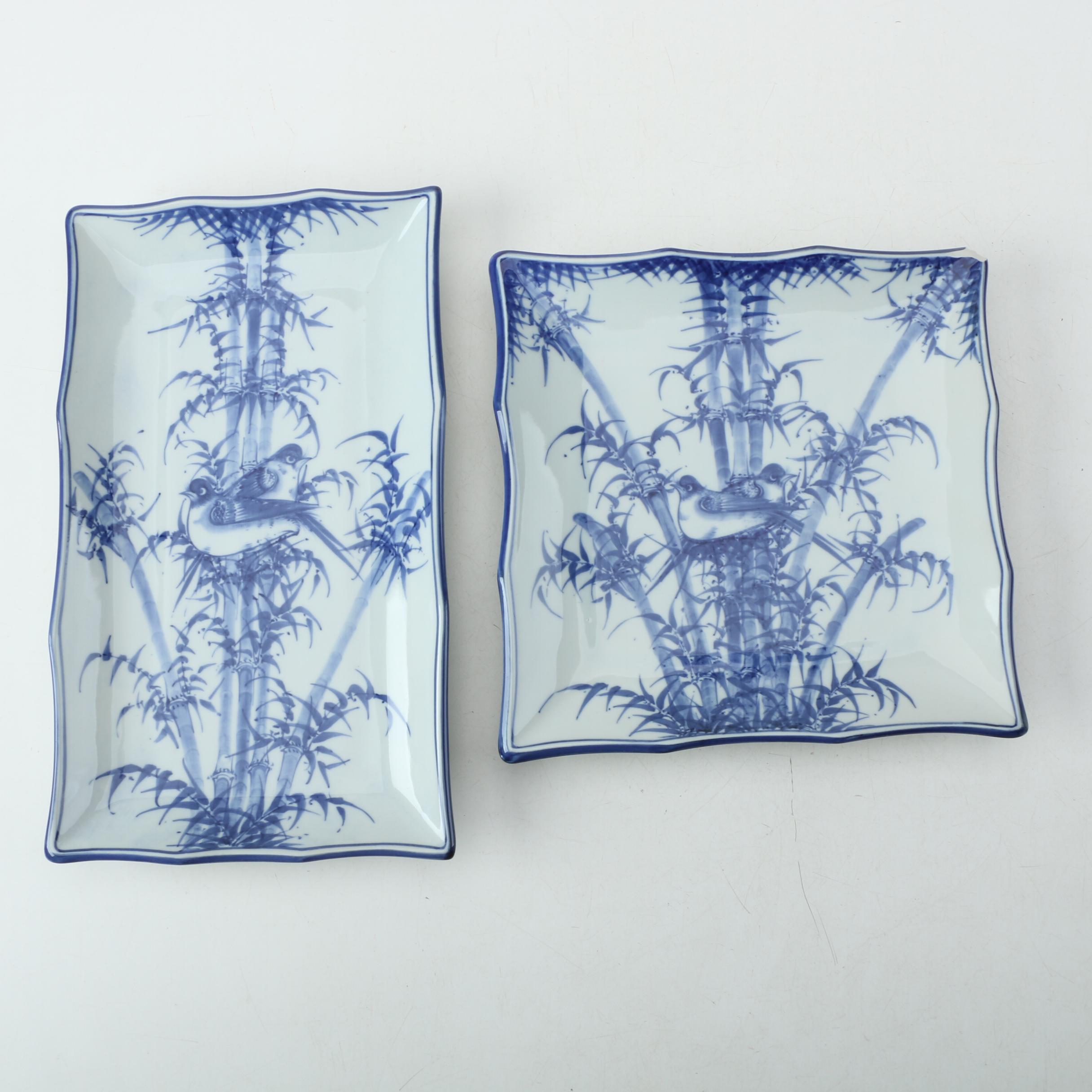 Decorative Blue on White Porcelain Pieces