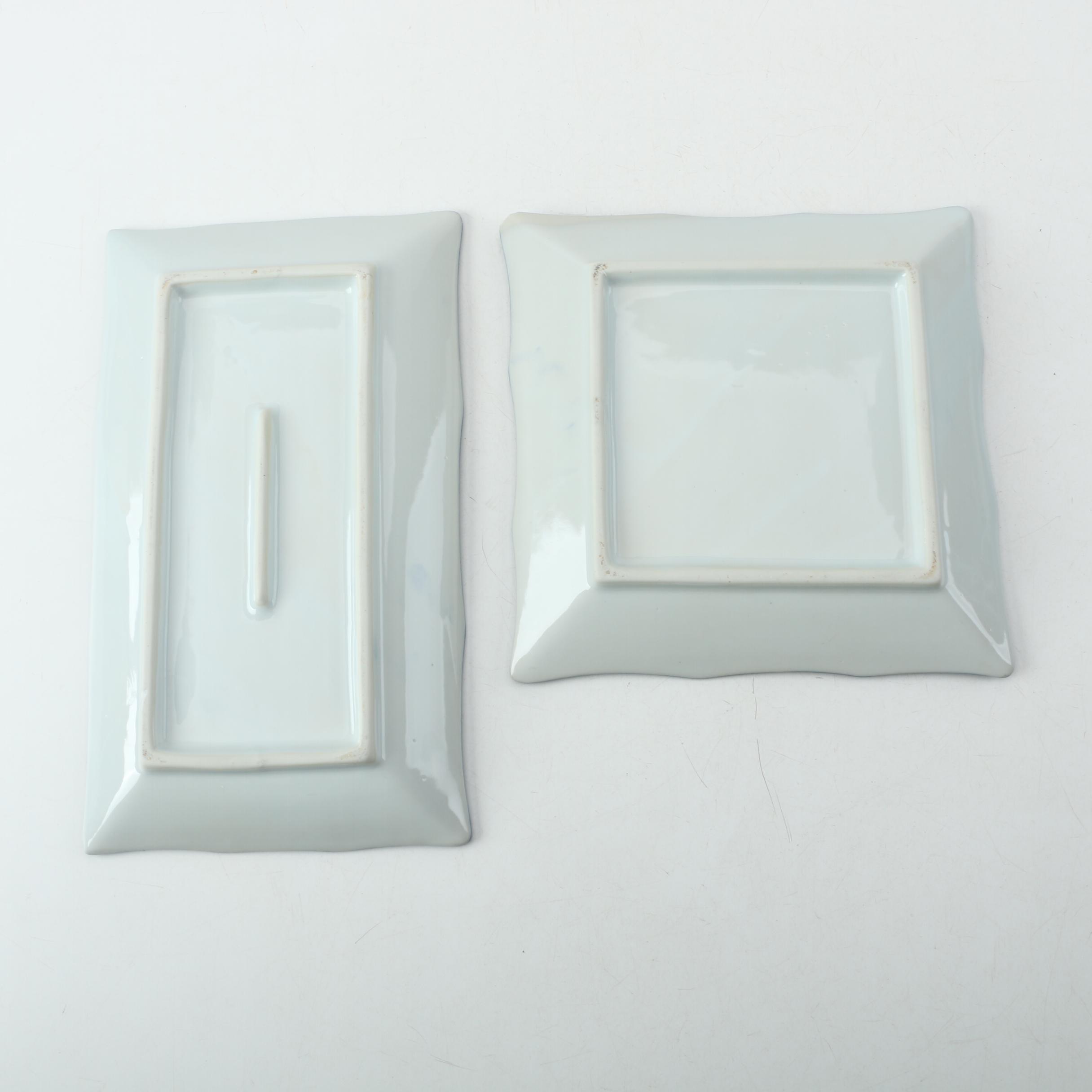 Decorative Blue on White Porcelain Pieces