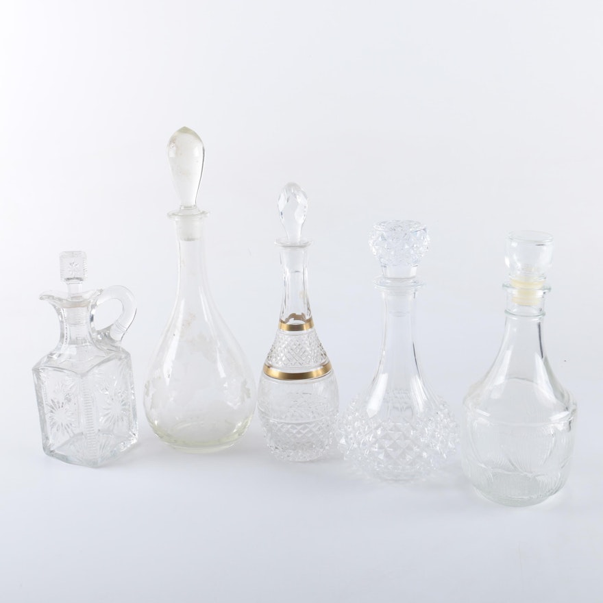 Vintage Etched and Cut Glass Decanters