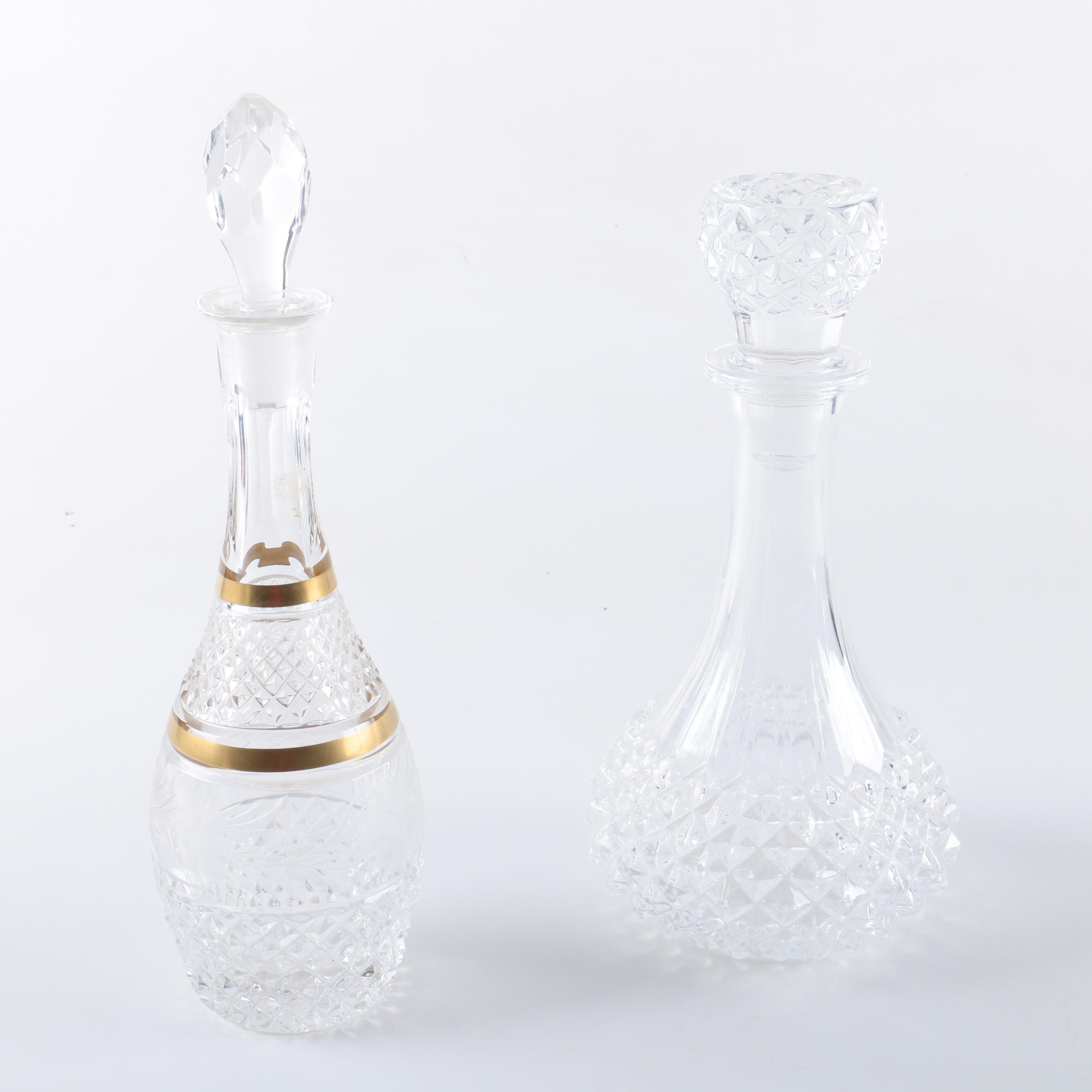 Vintage Etched and Cut Glass Decanters
