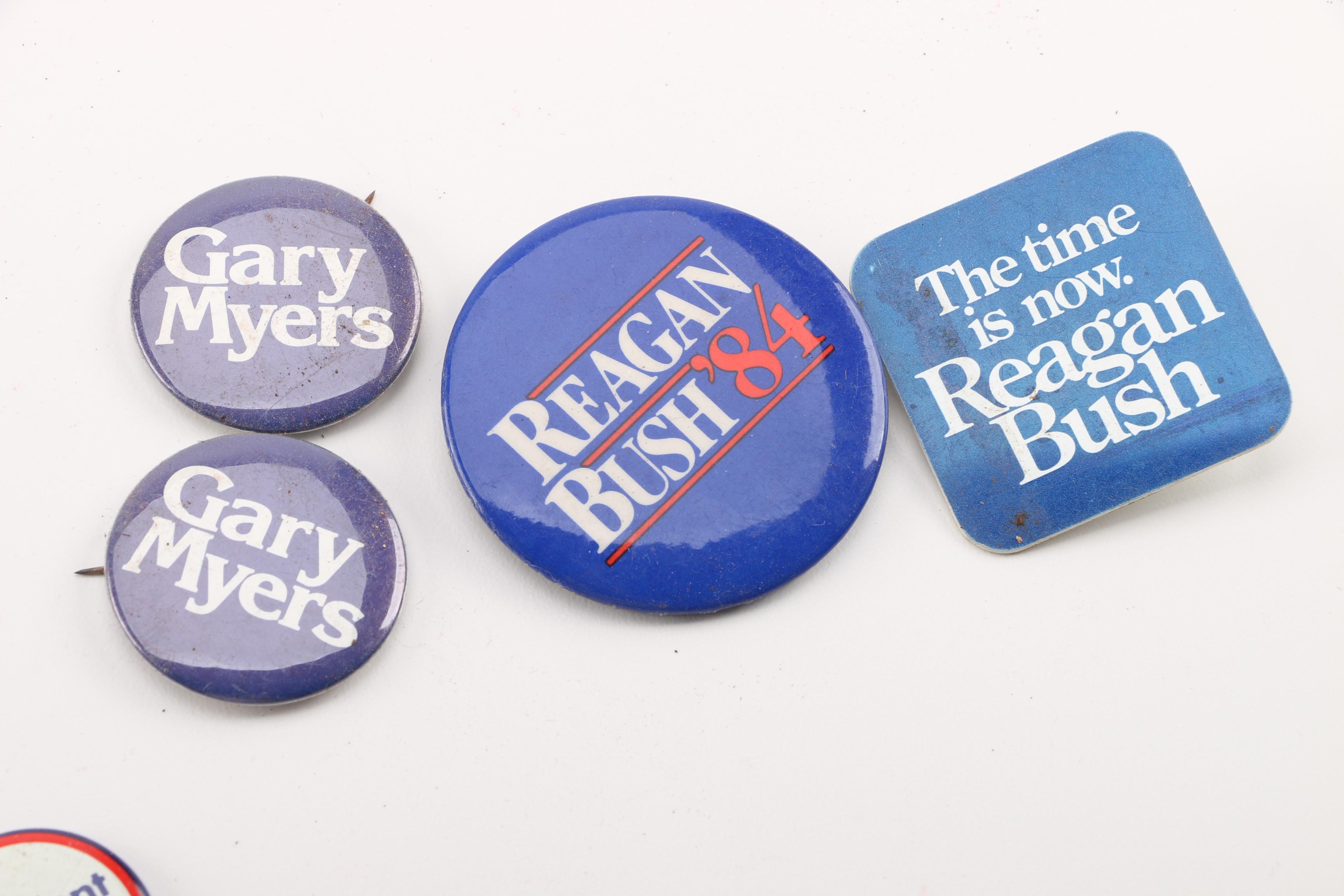 Nixon/Agnew Canvas Bag with Selection of Presidential Campaign Pins and Mirror