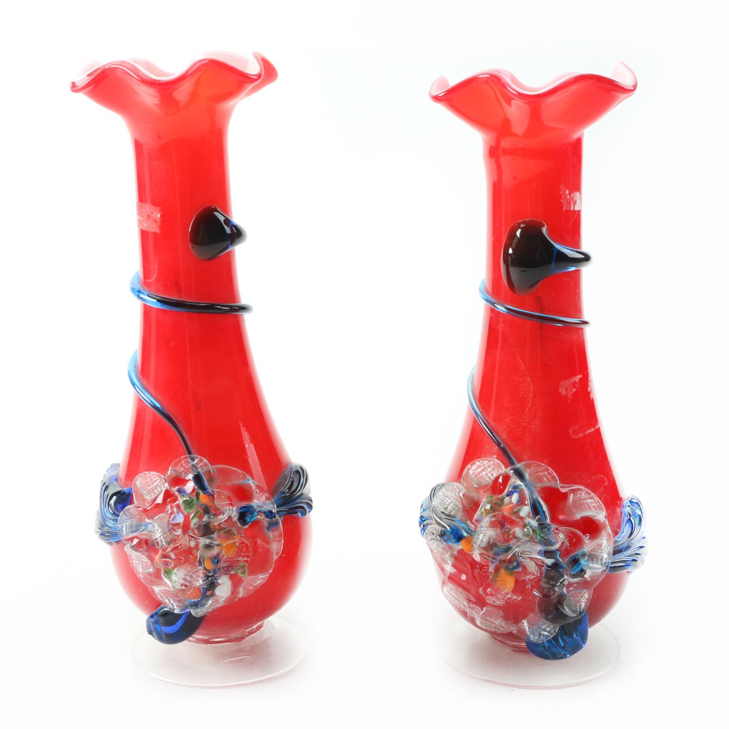 Pair of Vintage Murano Art Glass Vases