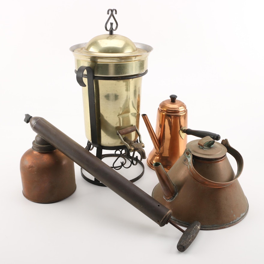 Beverage Urn, Copper Kettles, and "Blizzard" Continuous Sprayer