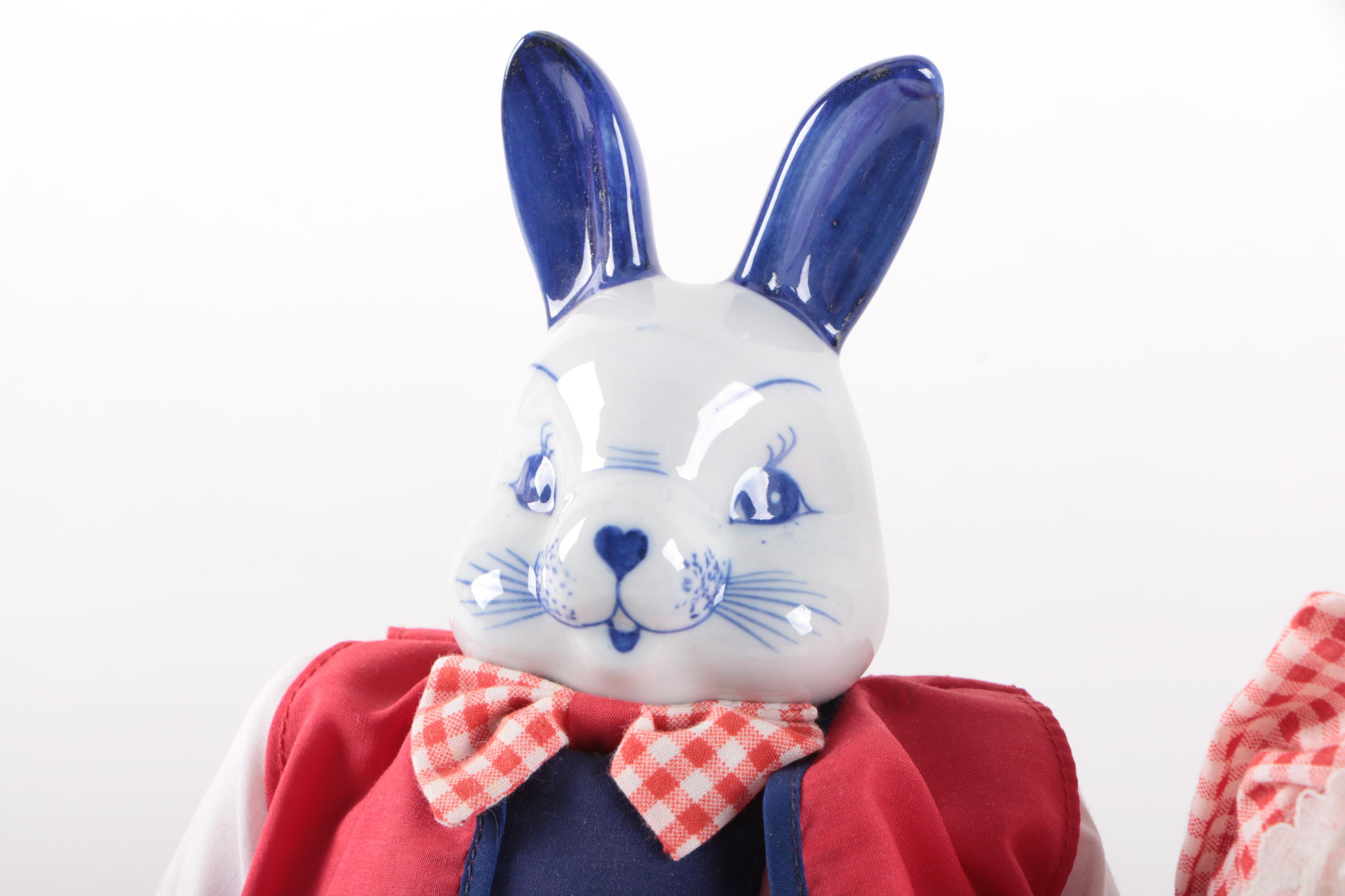 Vintage Hand-Painted Porcelain Bunny Dolls