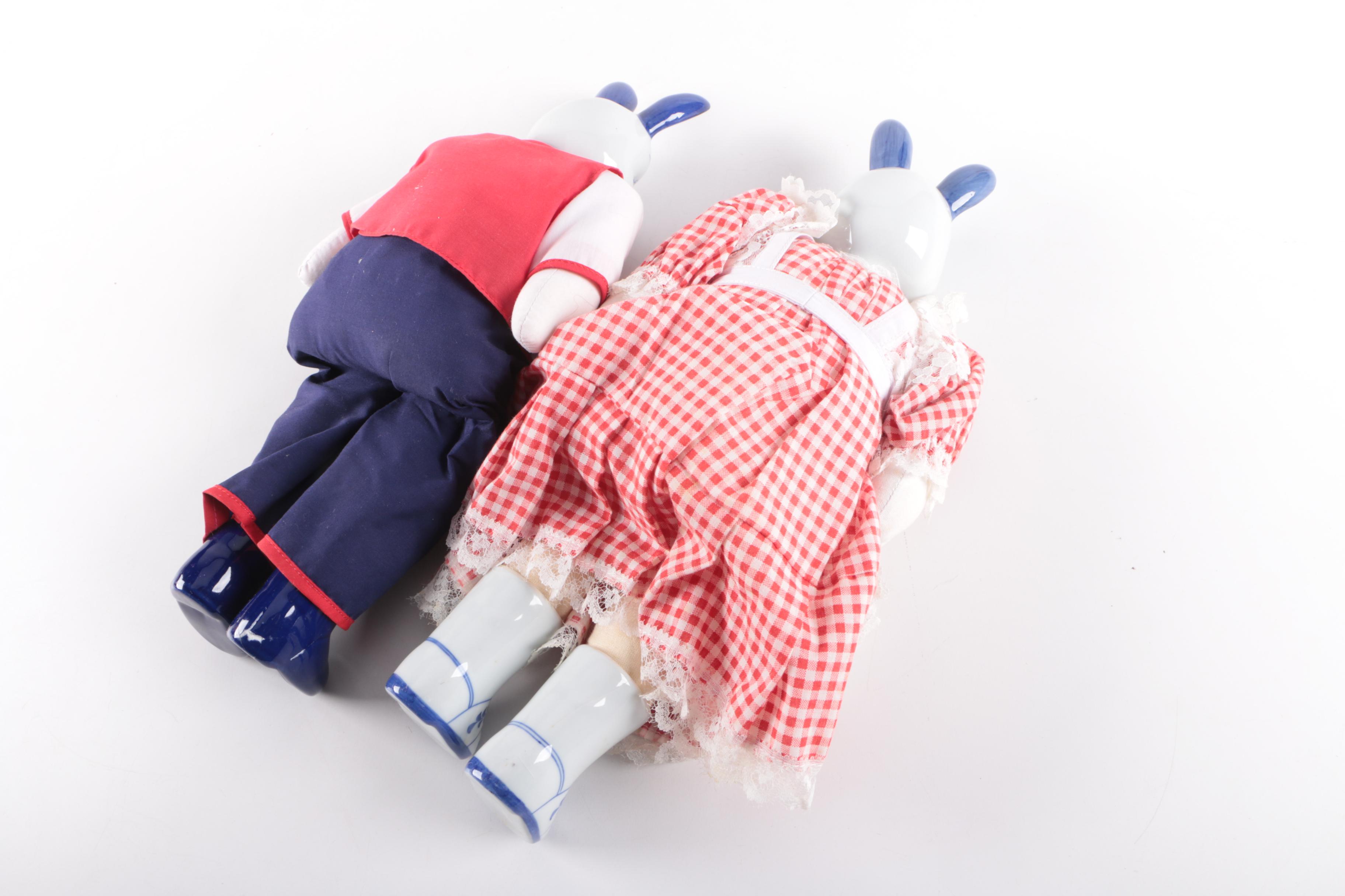 Vintage Hand-Painted Porcelain Bunny Dolls