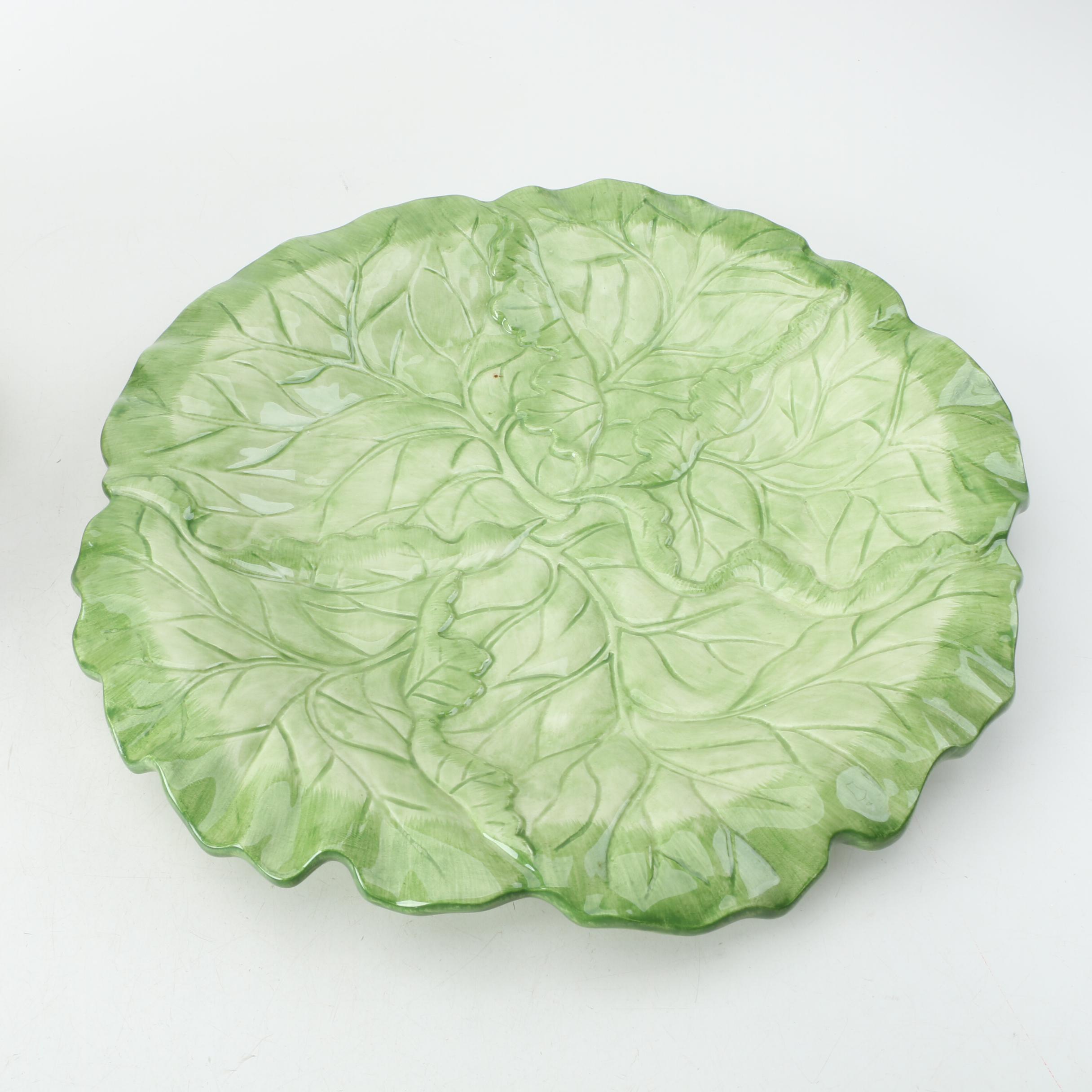 Porcelain Santa Cookie Jar, Reindeer Figurine and Leaf Dish