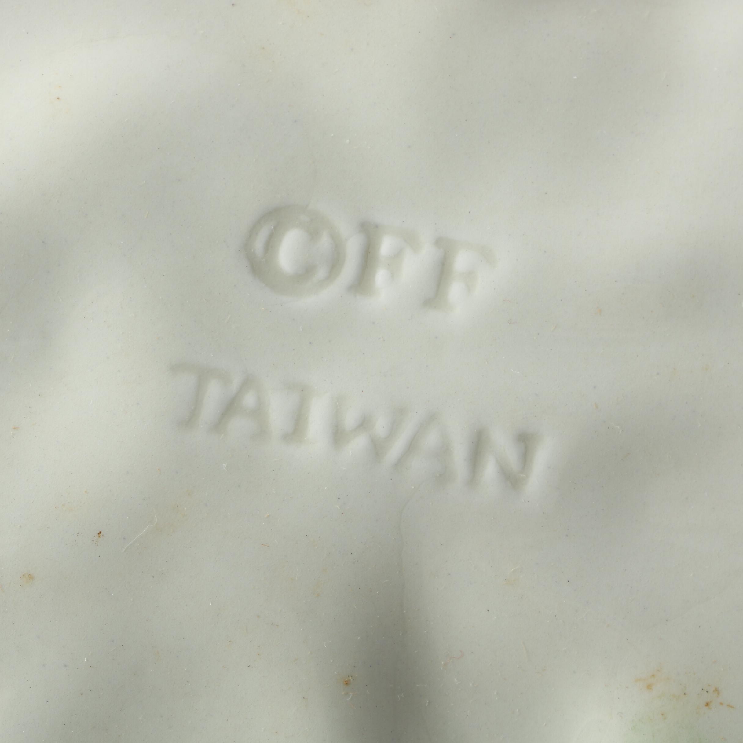 Porcelain Santa Cookie Jar, Reindeer Figurine and Leaf Dish