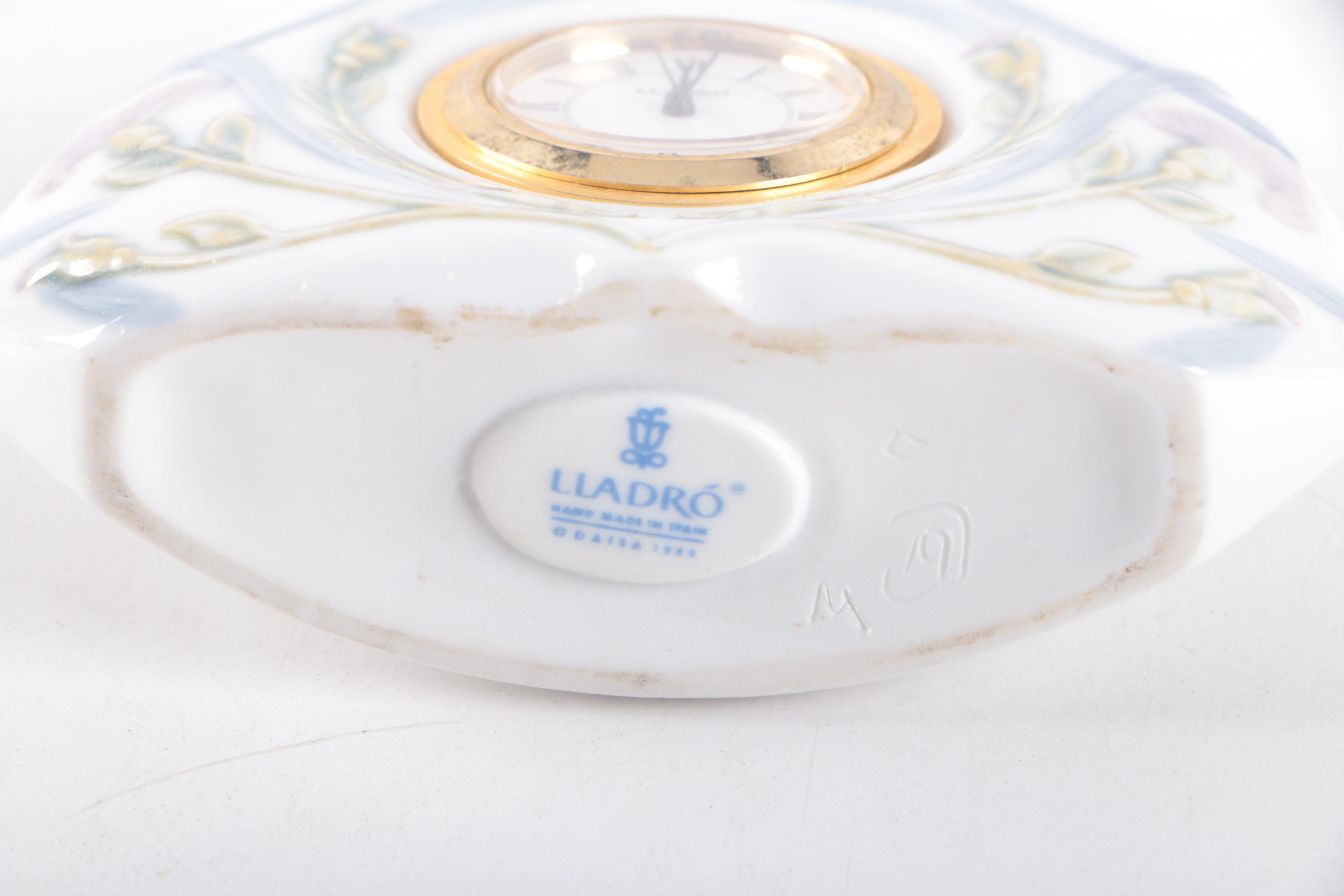 Lladró Porcelain Segovia Clock and Retired "Nothing To Do" Figurine