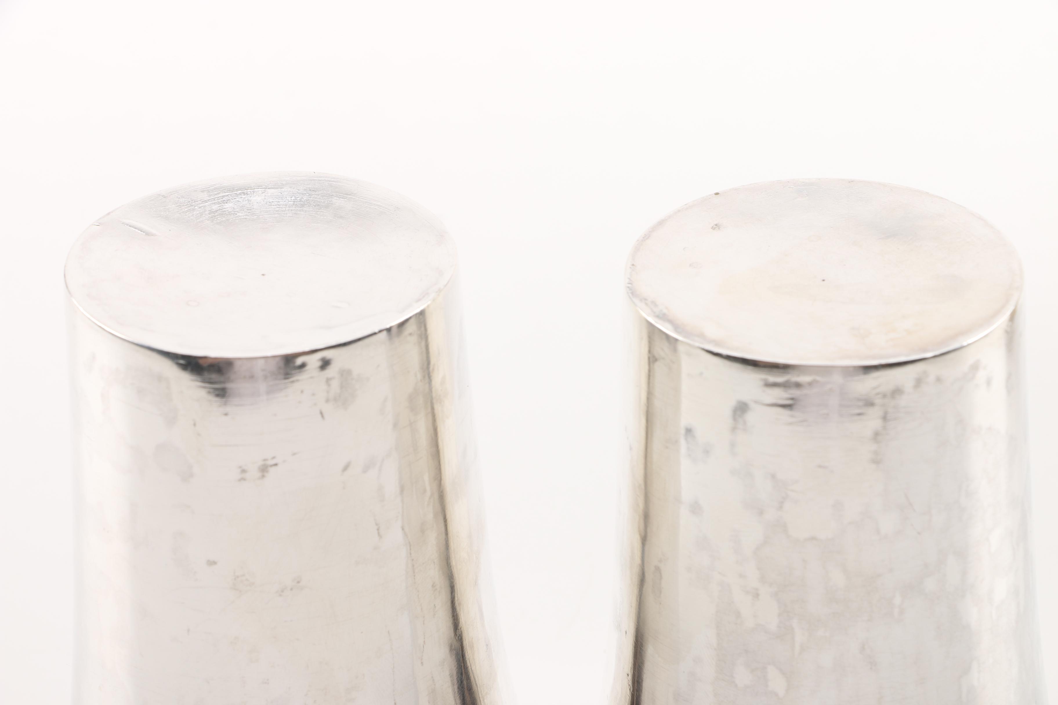 Vintage Silver Plate Cocktail Shaker with Metal Tumblers