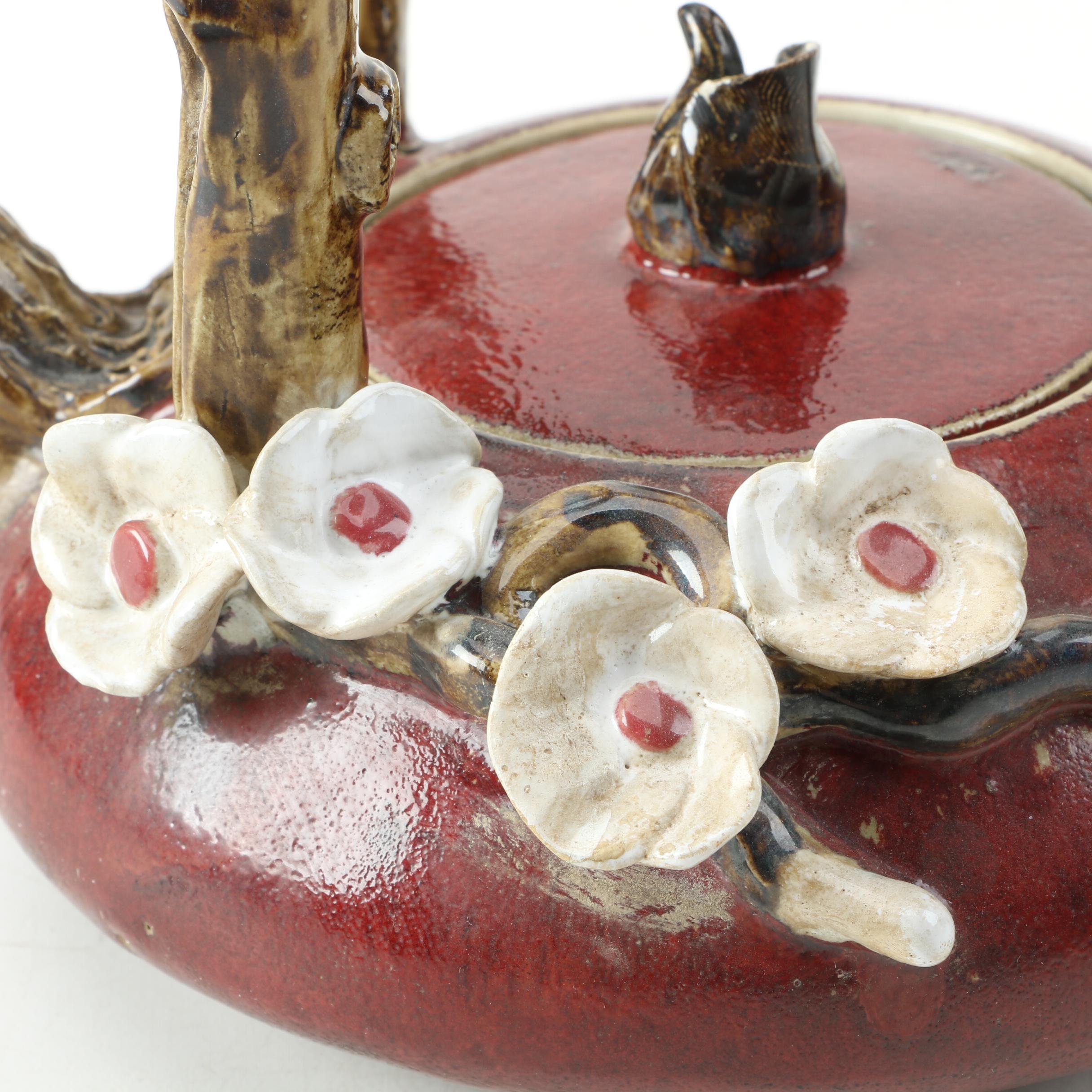 Vintage Ceramic Cherry Blossom Teapot