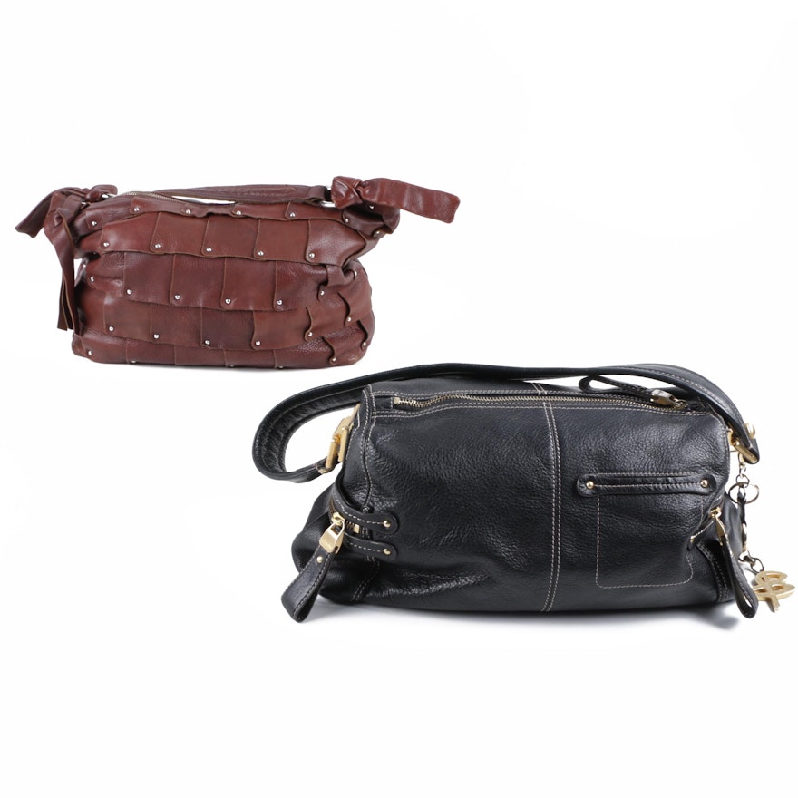 B. Makowsky Black and Brown Leather Handbags