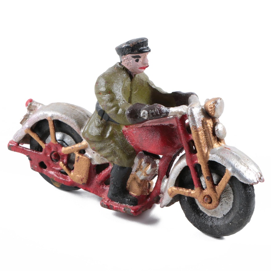 Cast Iron Motorcyclist Figurine