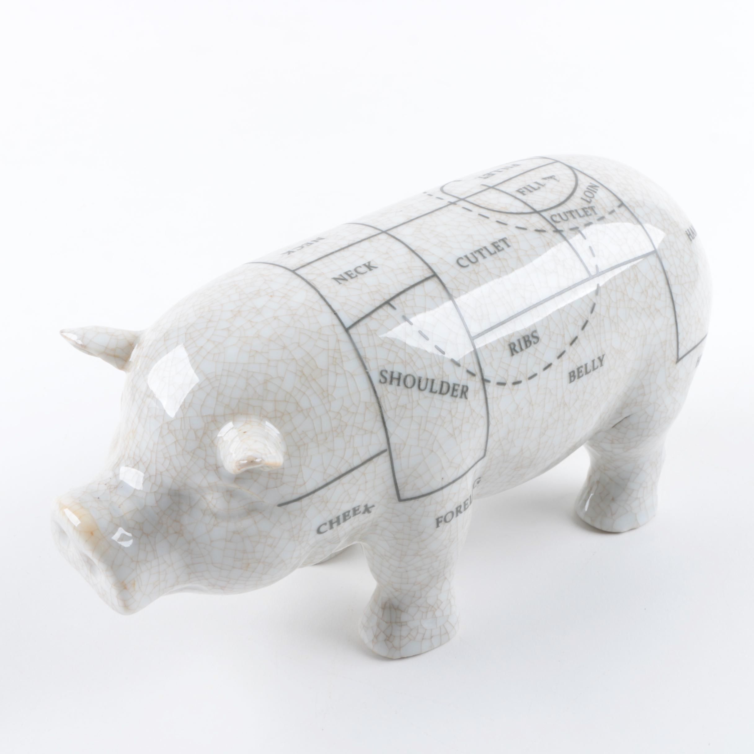 Ceramic Butcher's Shop Pig Figurine