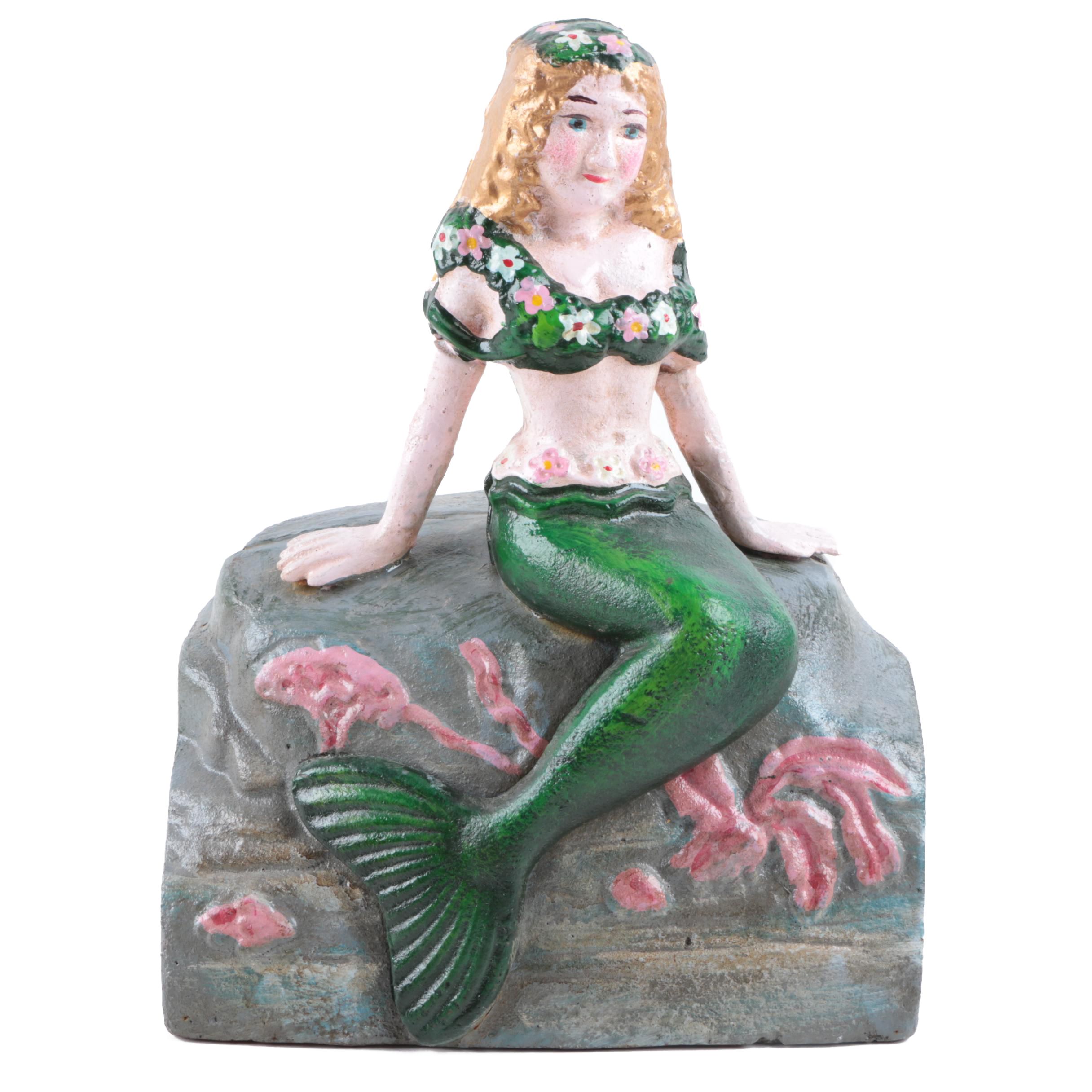 19th Century Replica "Little Mermaid's Beach Cove" Cast Iron Bank