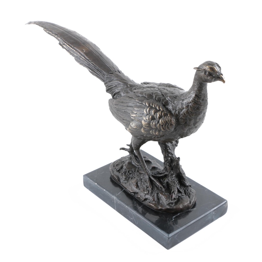 Contemporary Bronze Pheasant Sculpture