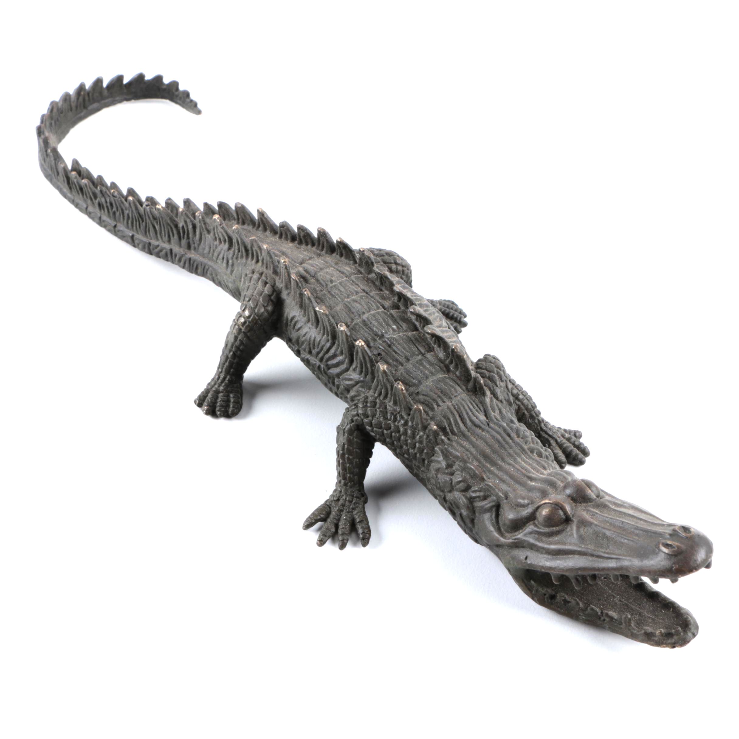 Cast Metal Crocodile Figurine