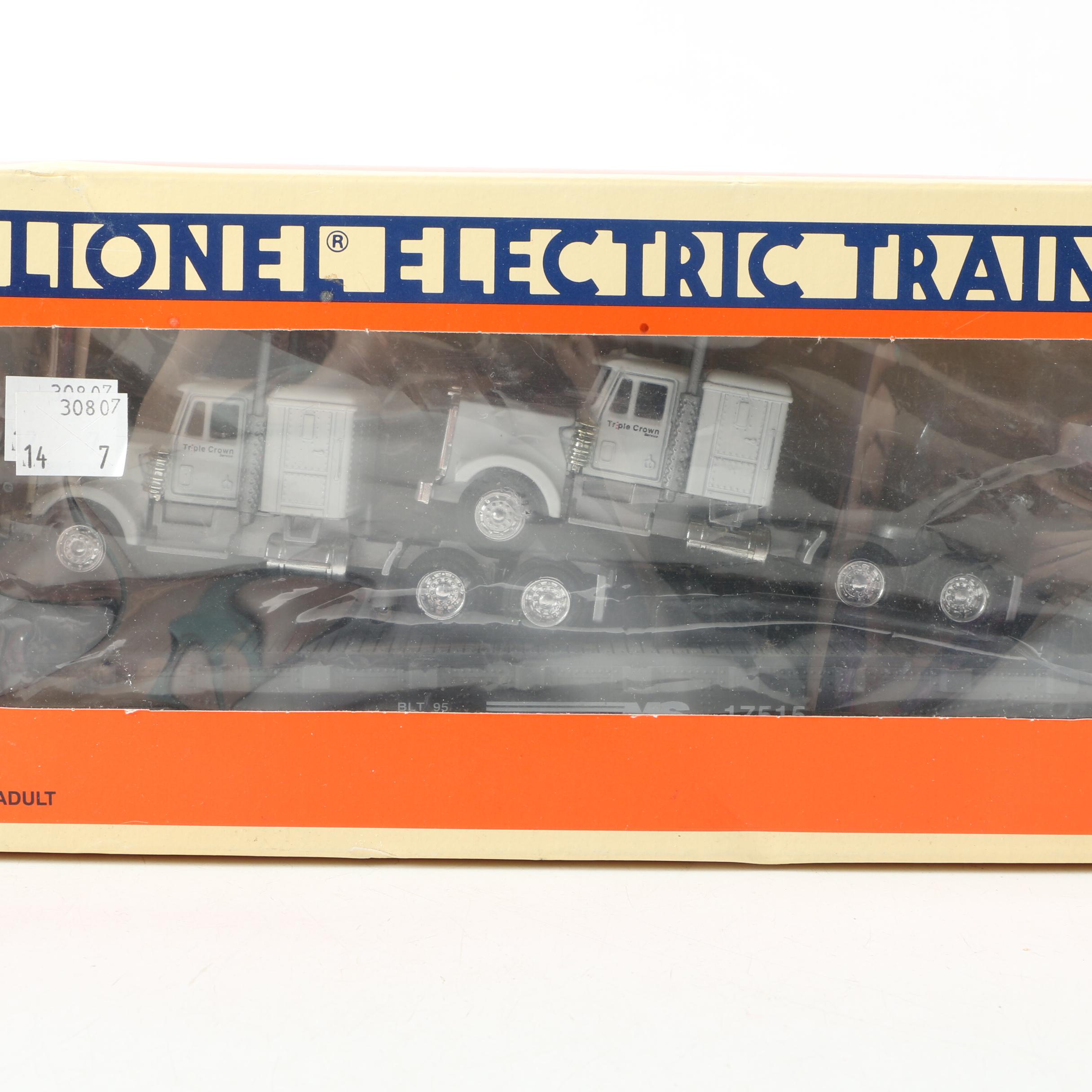 Lionel Train Cars Including Flat Car with Tractors
