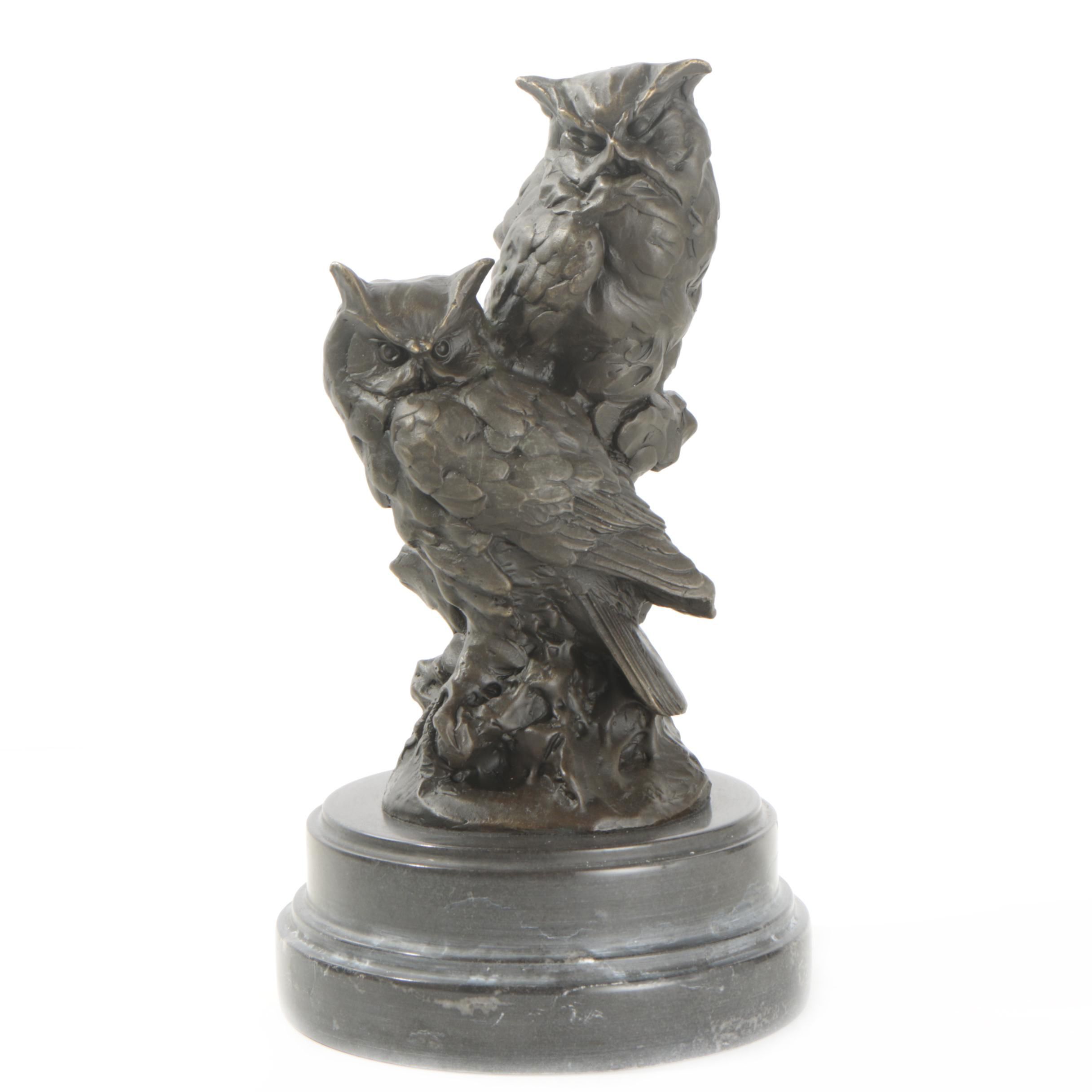 Brass Owl Sculpture After Milo