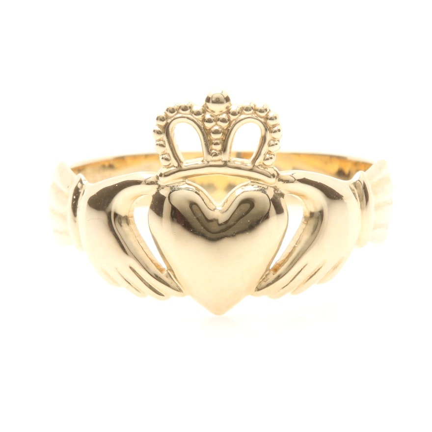 14K Yellow Gold Claddagh Ring