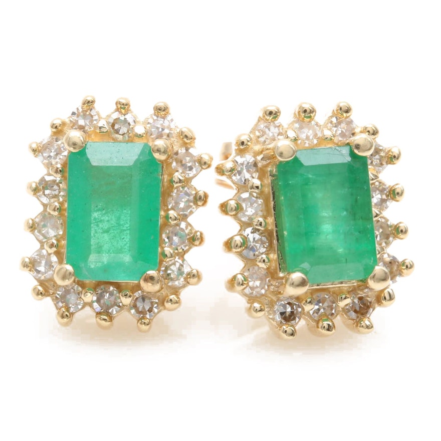 Alwand Vahan 14K Yellow Gold Emerald and Diamond Earrings